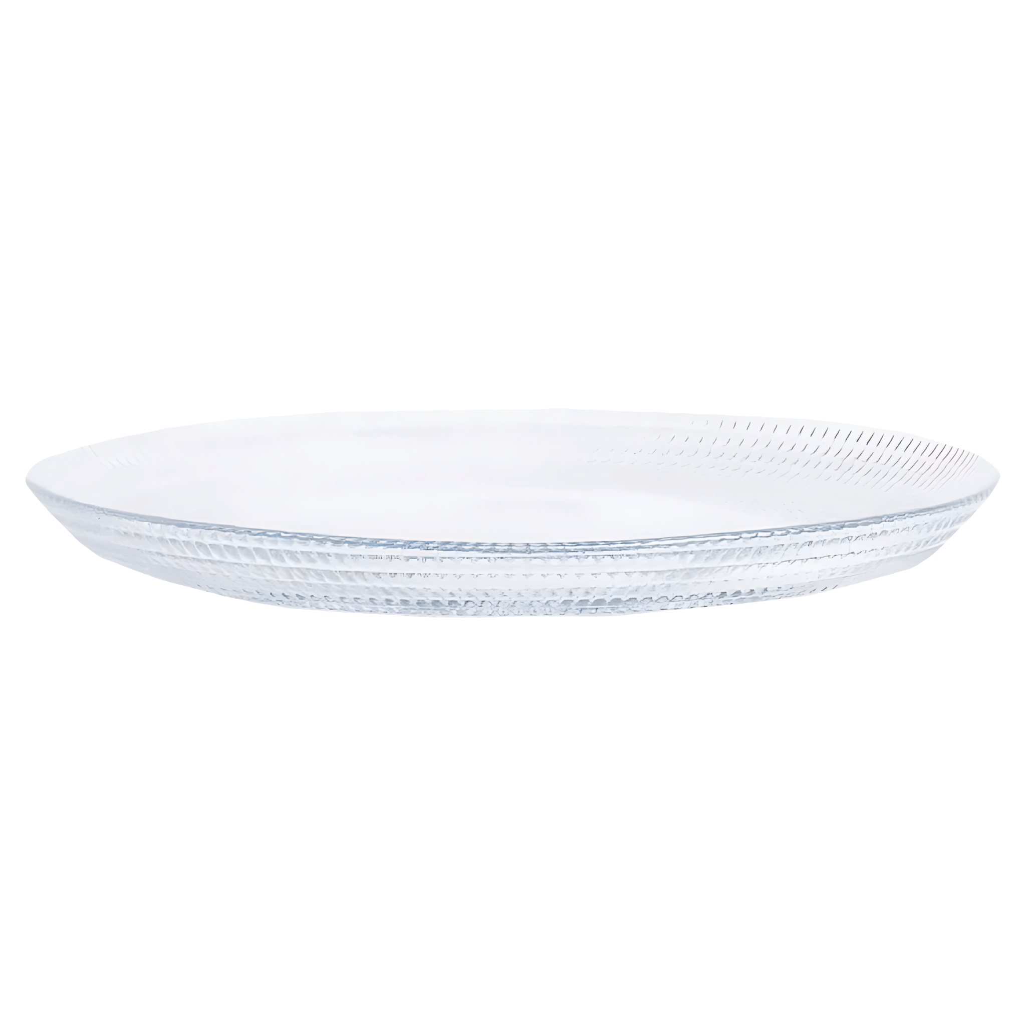 Farfurie intinsa Venice din sticla transparenta cu model 25cm