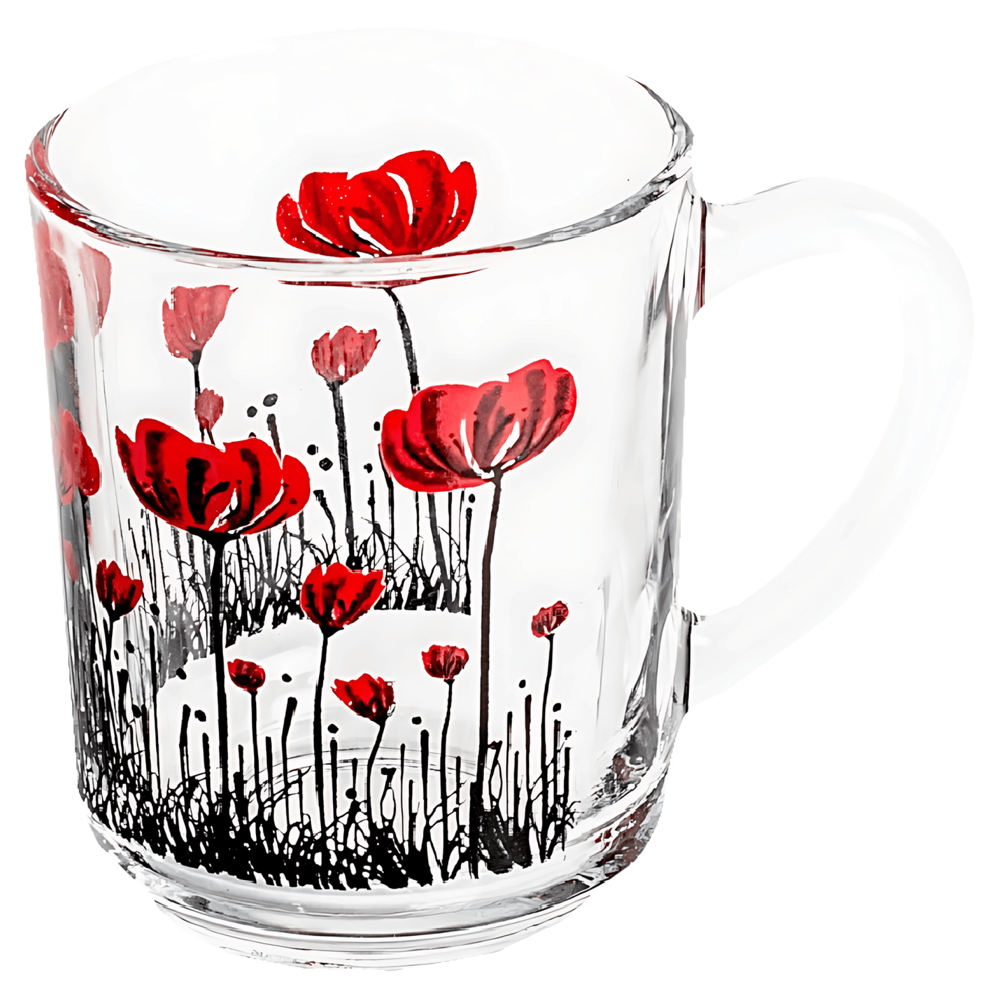 Cana de sticla Azar cu capacitate de 255ml si diverse decortiuni florale
