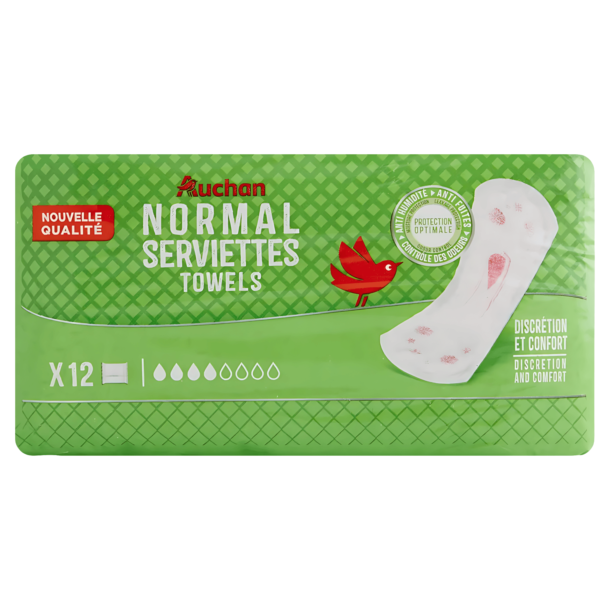 Absorbante pliate Auchan regular, 12 bucati