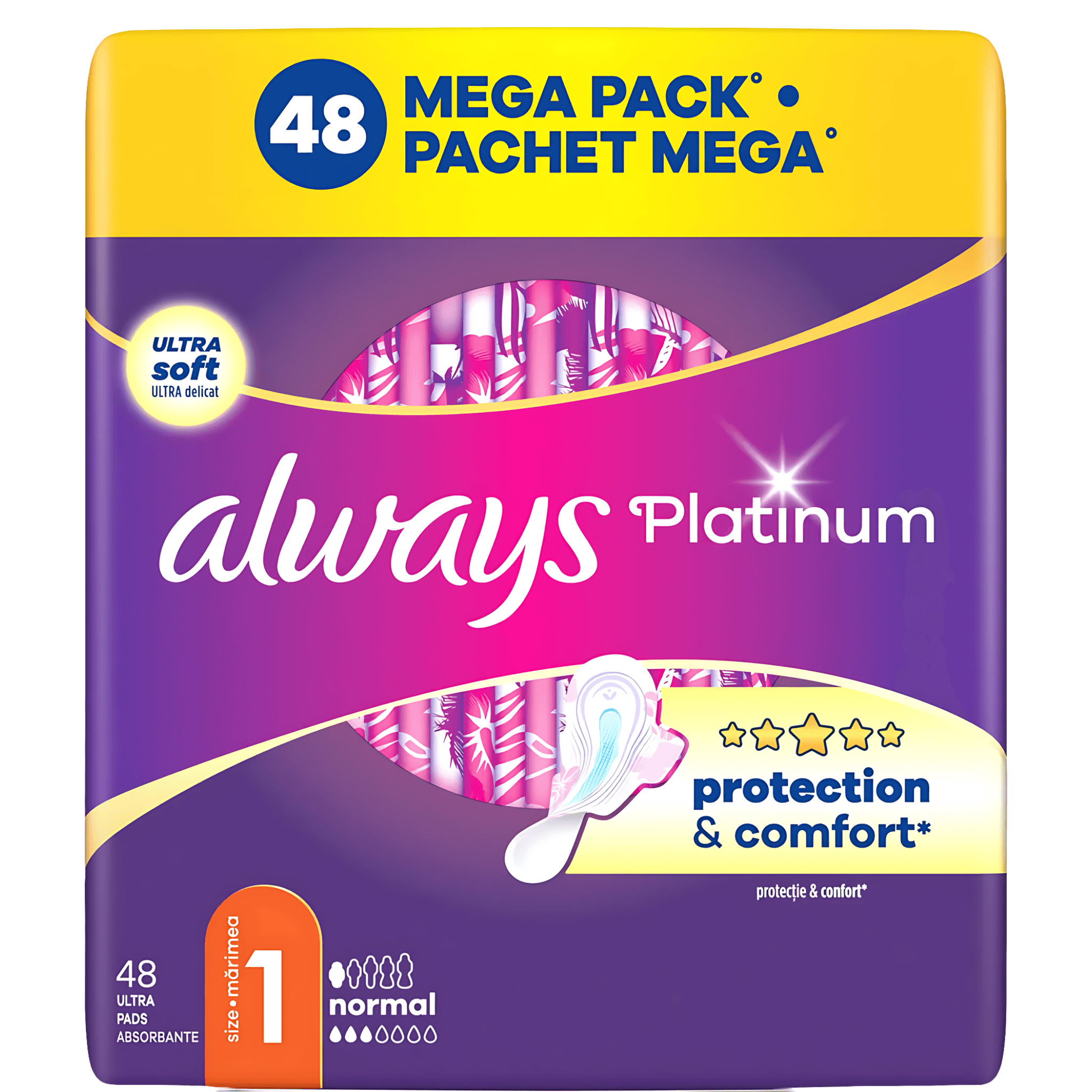 Absorbante Always Platinum Mega Pack, marimea 1, 48 bucati