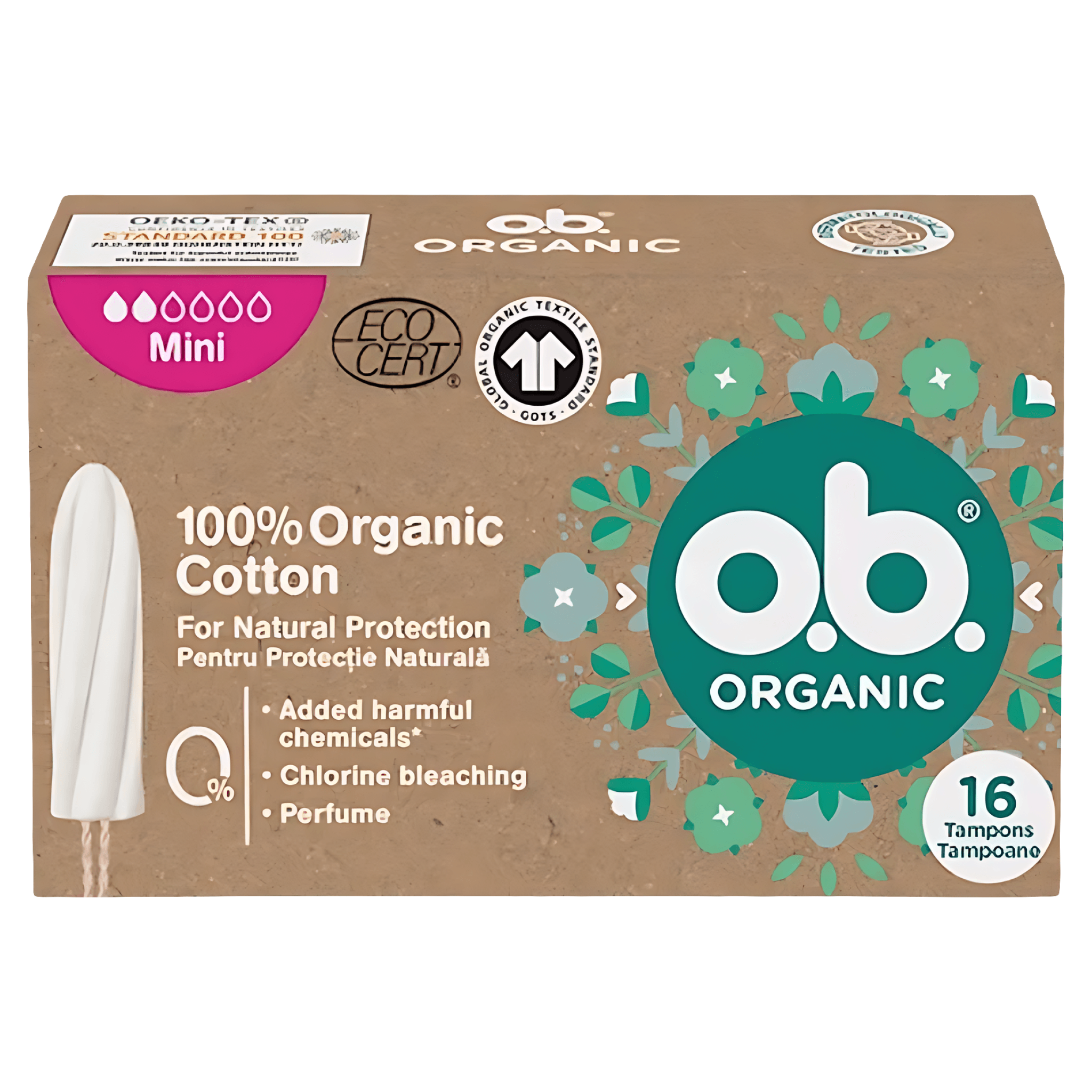 Tampoane OB Organic Mini, 16 bucati