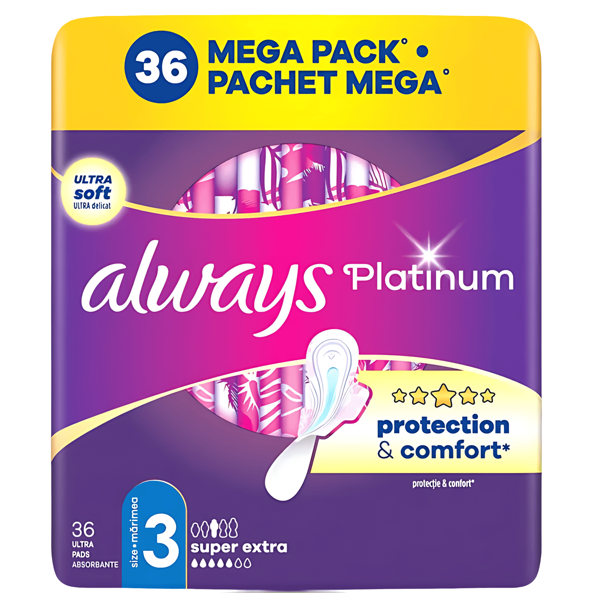 Absorbante Always Platinum Mega Pack, marimea 3, 36 bucati
