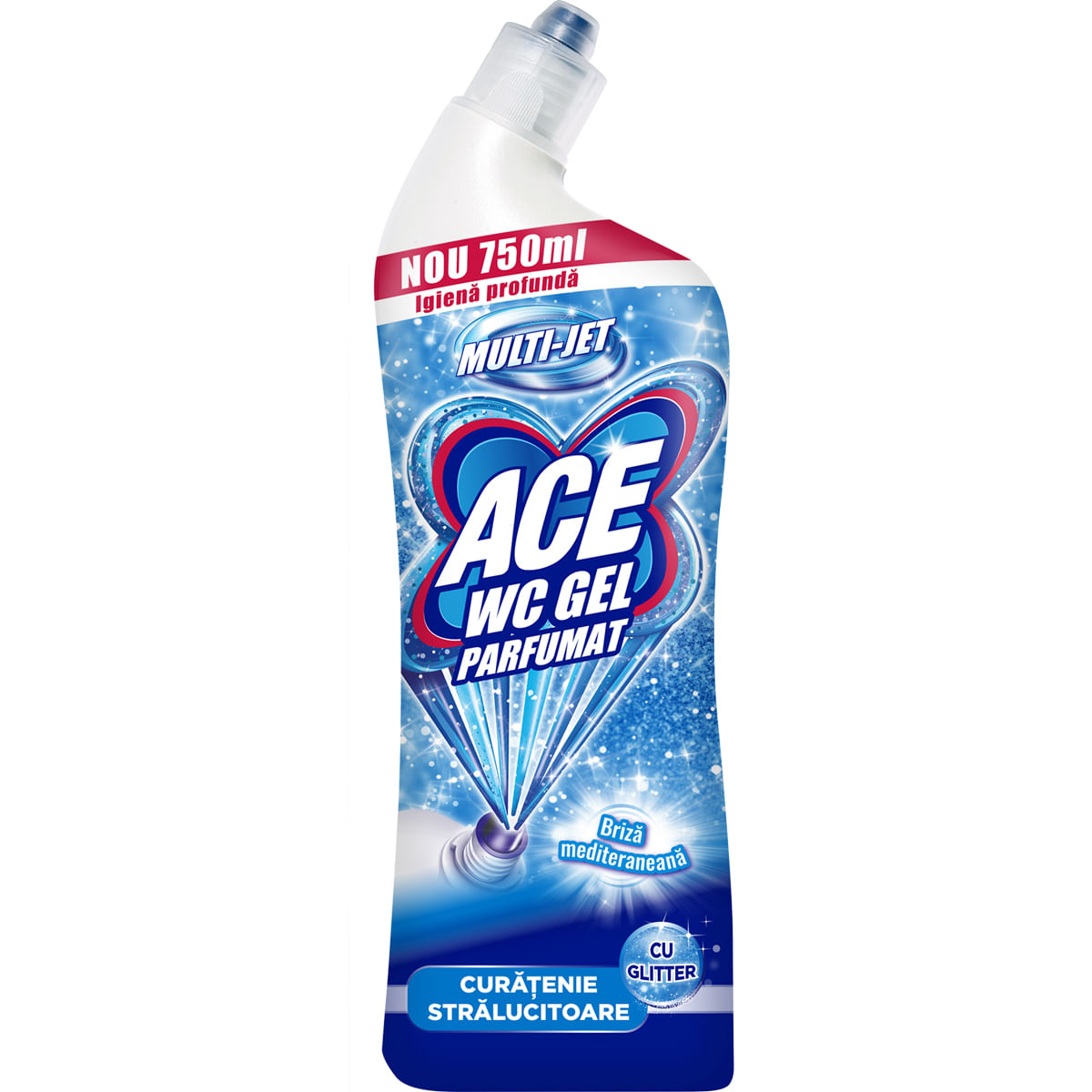 Gel wc parfumant Ace Glitter Briza Mediteraneana, 750 ml
