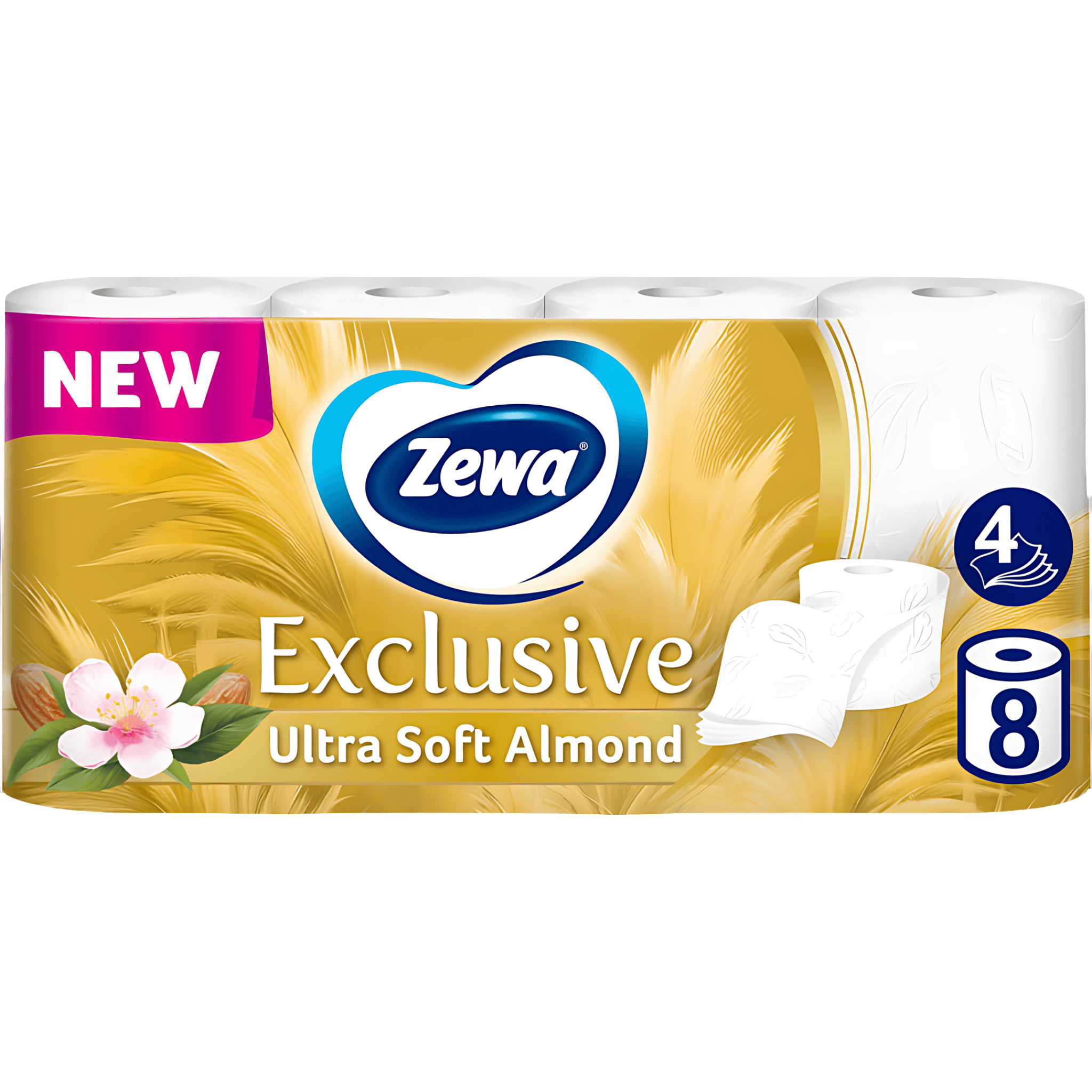 Hartie igienica Zewa Exclusive Almond Milk 8 role, 4 straturi