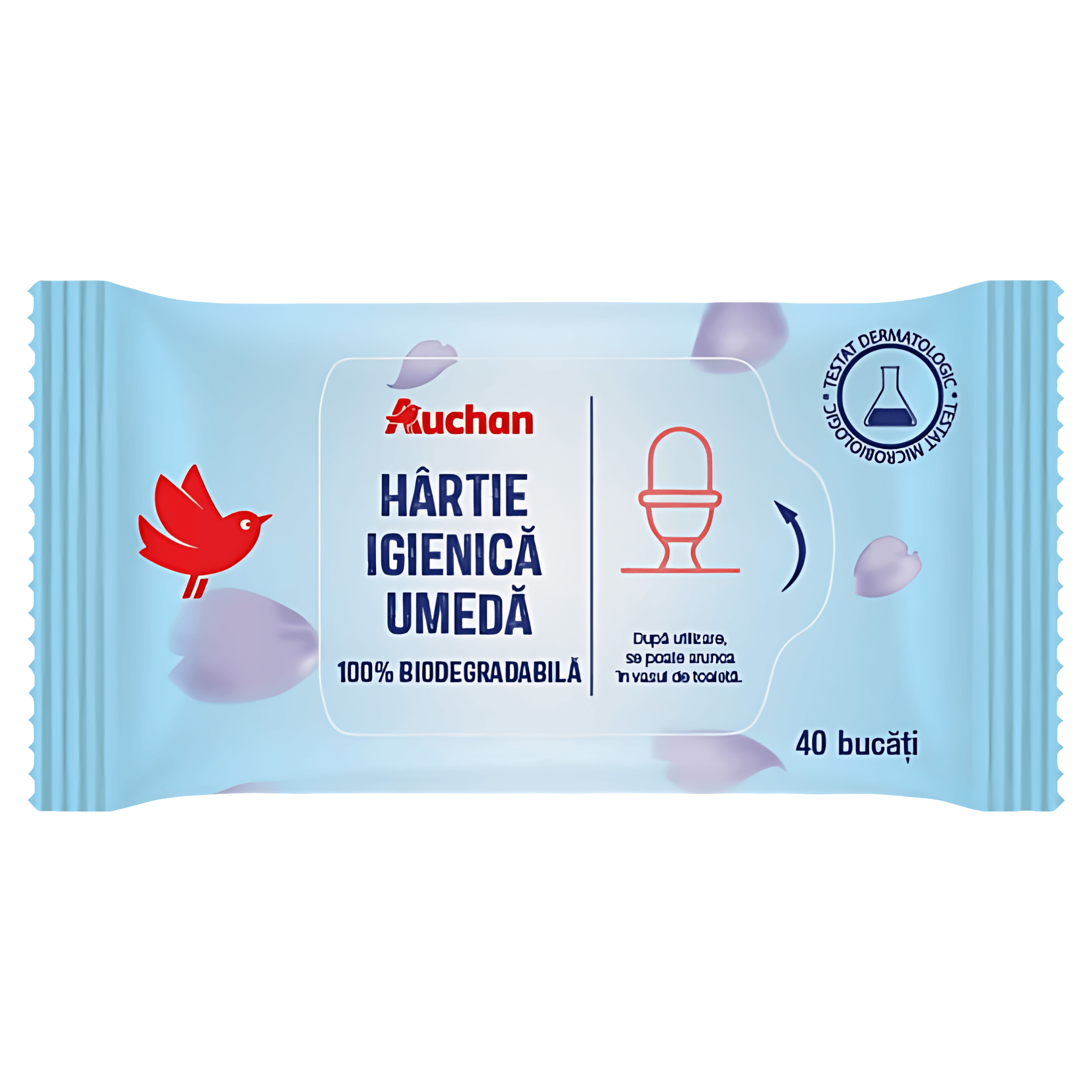 Hartie igienica umeda Auchan, 40 bucati
