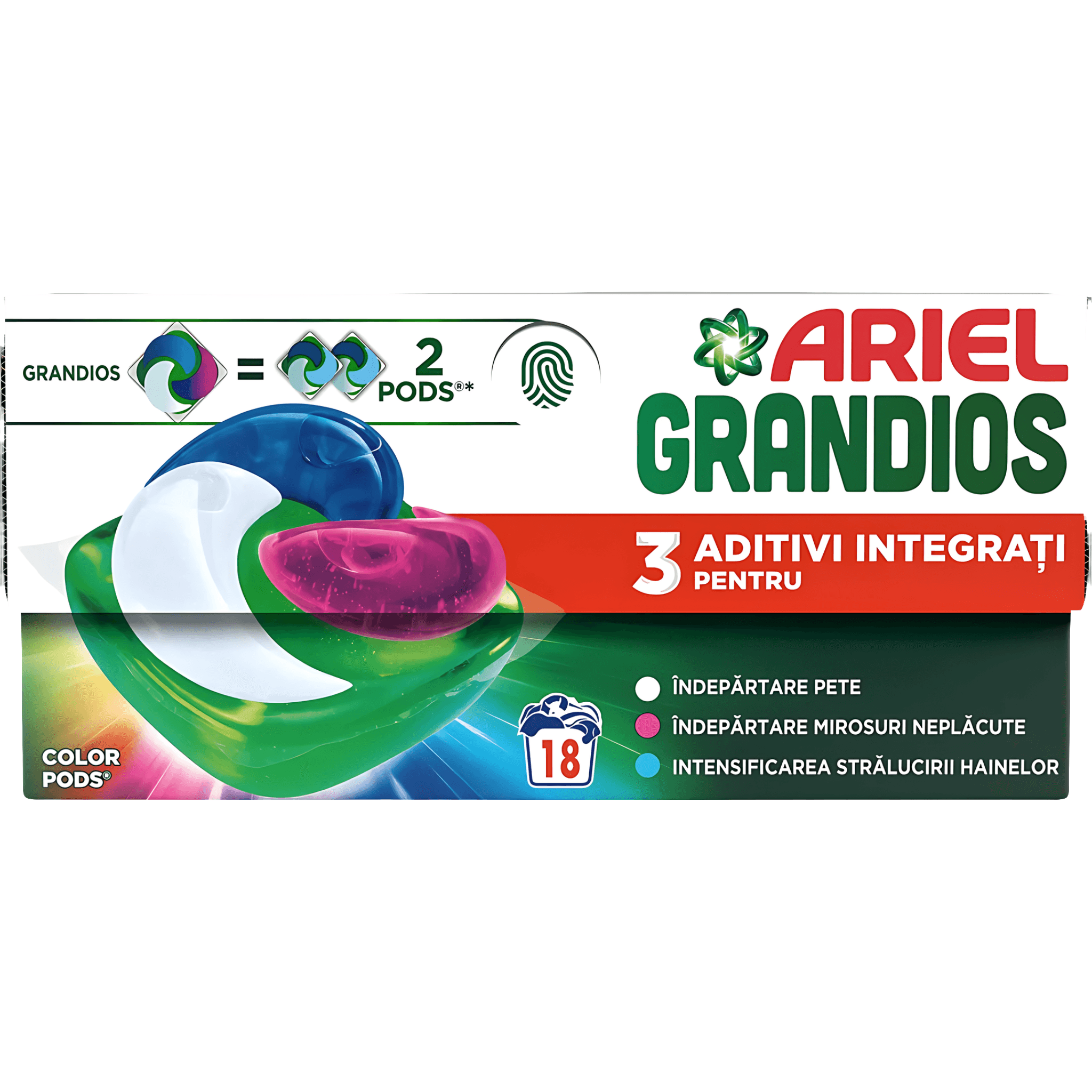 Detergent capsule pentru rufe Ariel Grandios Color, 18 spalari