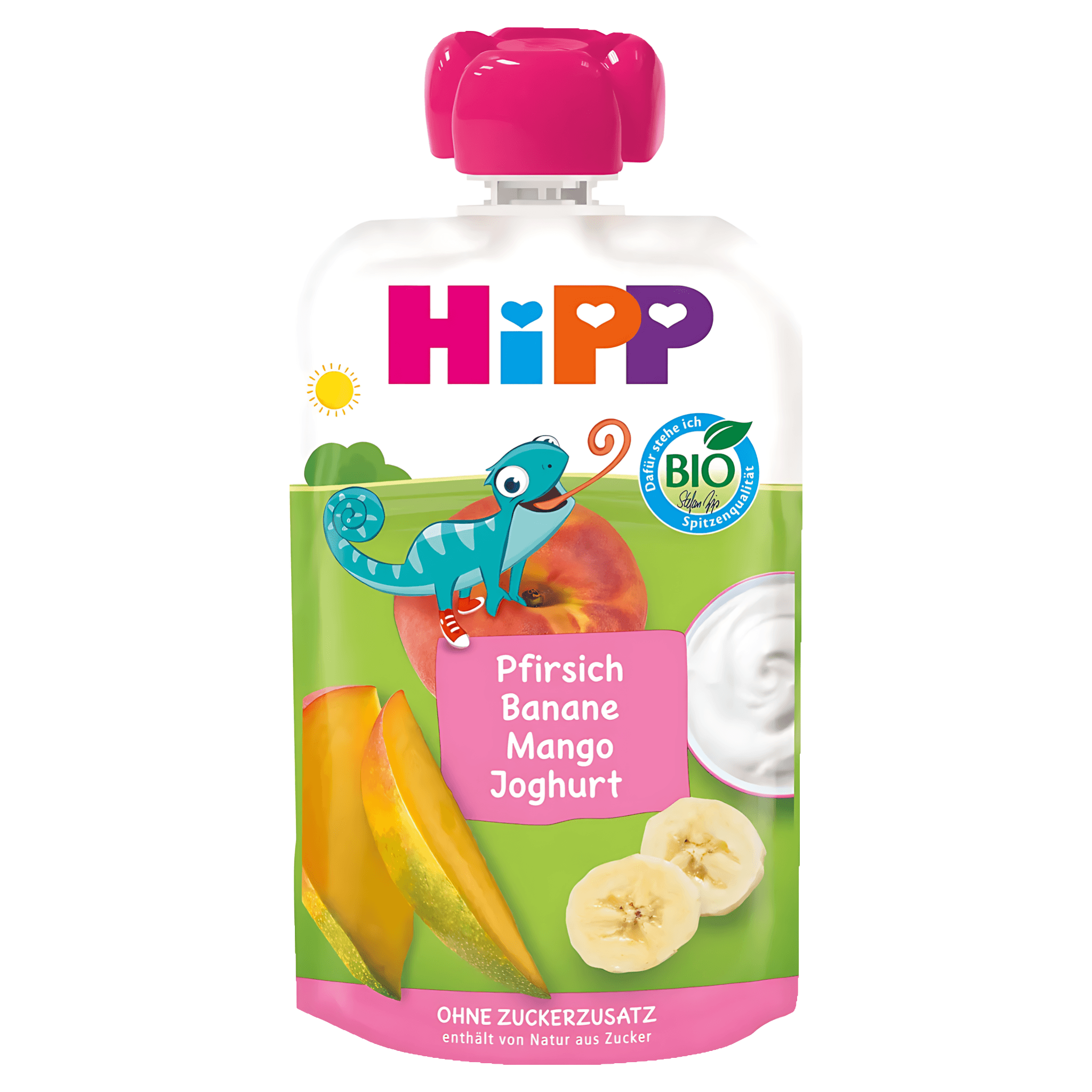 Piure de piersici, banane, mango cu iaurt Hipp Bio, 100 g