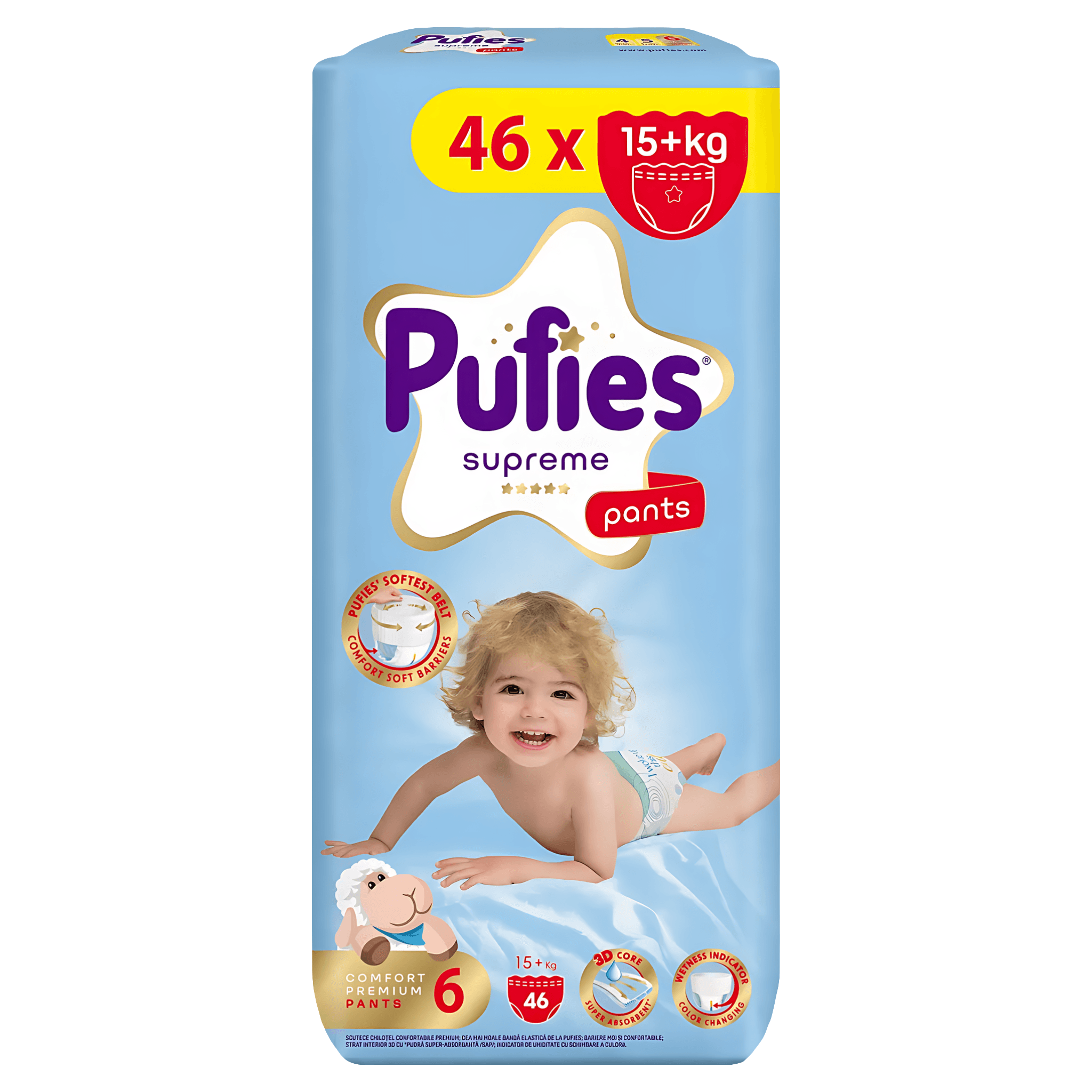 Scutece chilotel Pufies Supreme, marimea 6, 15+ kg, 46 bucati