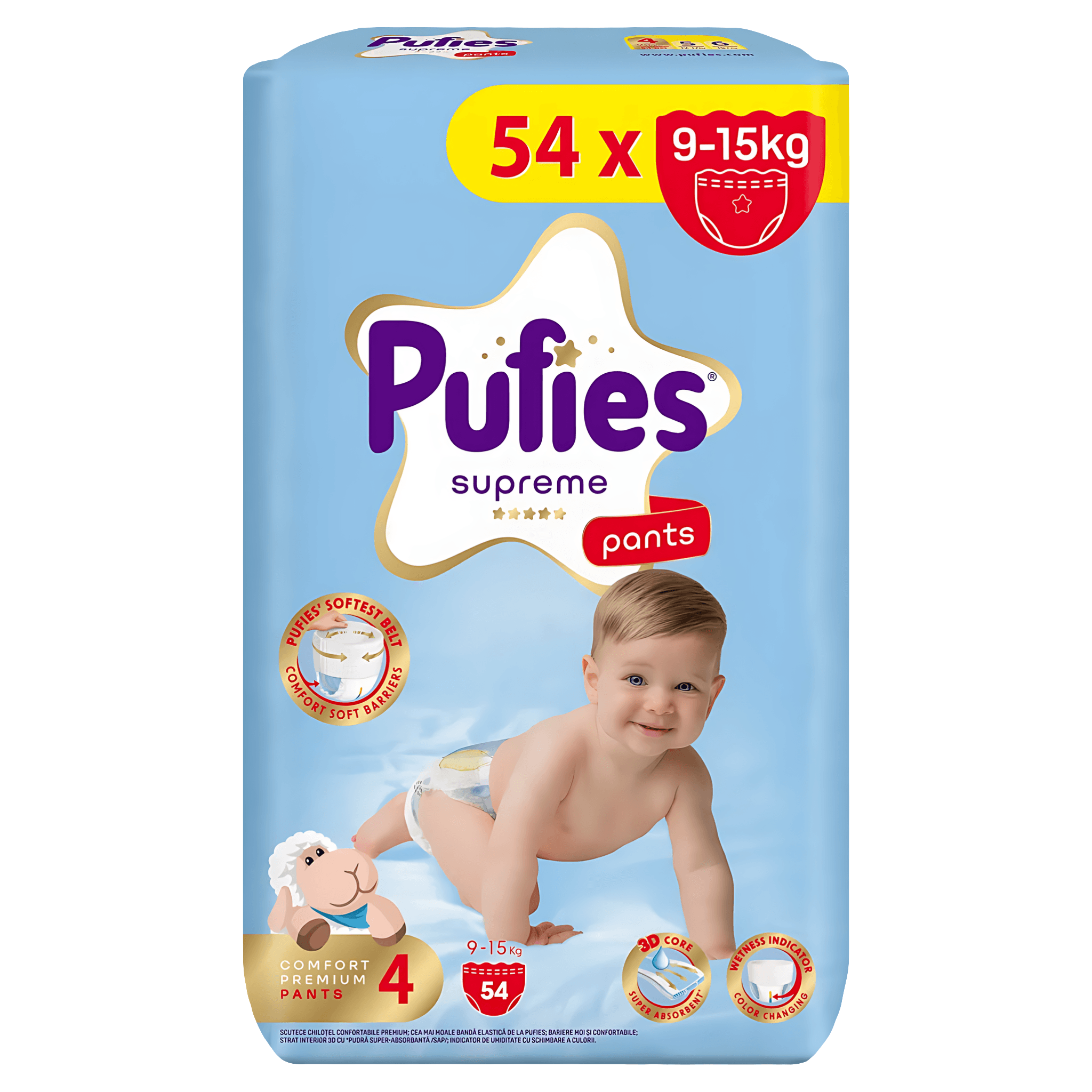 Scutece chilotel Pufies Supreme, marimea 4, 9-15 kg, 54 bucati