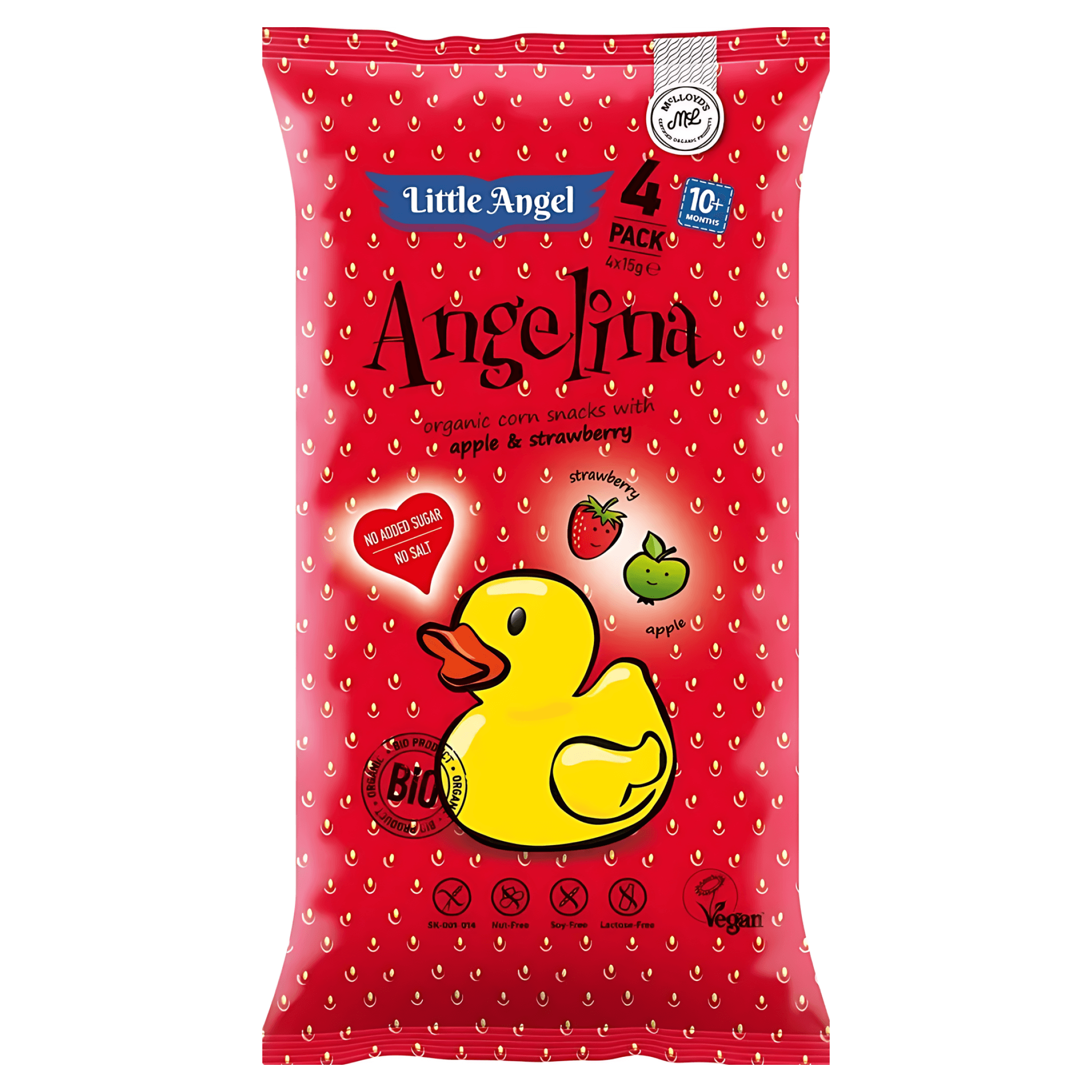 Pufuleti eco cu mar si capsuni Angelina, de la 10 luni, 4 x 15g