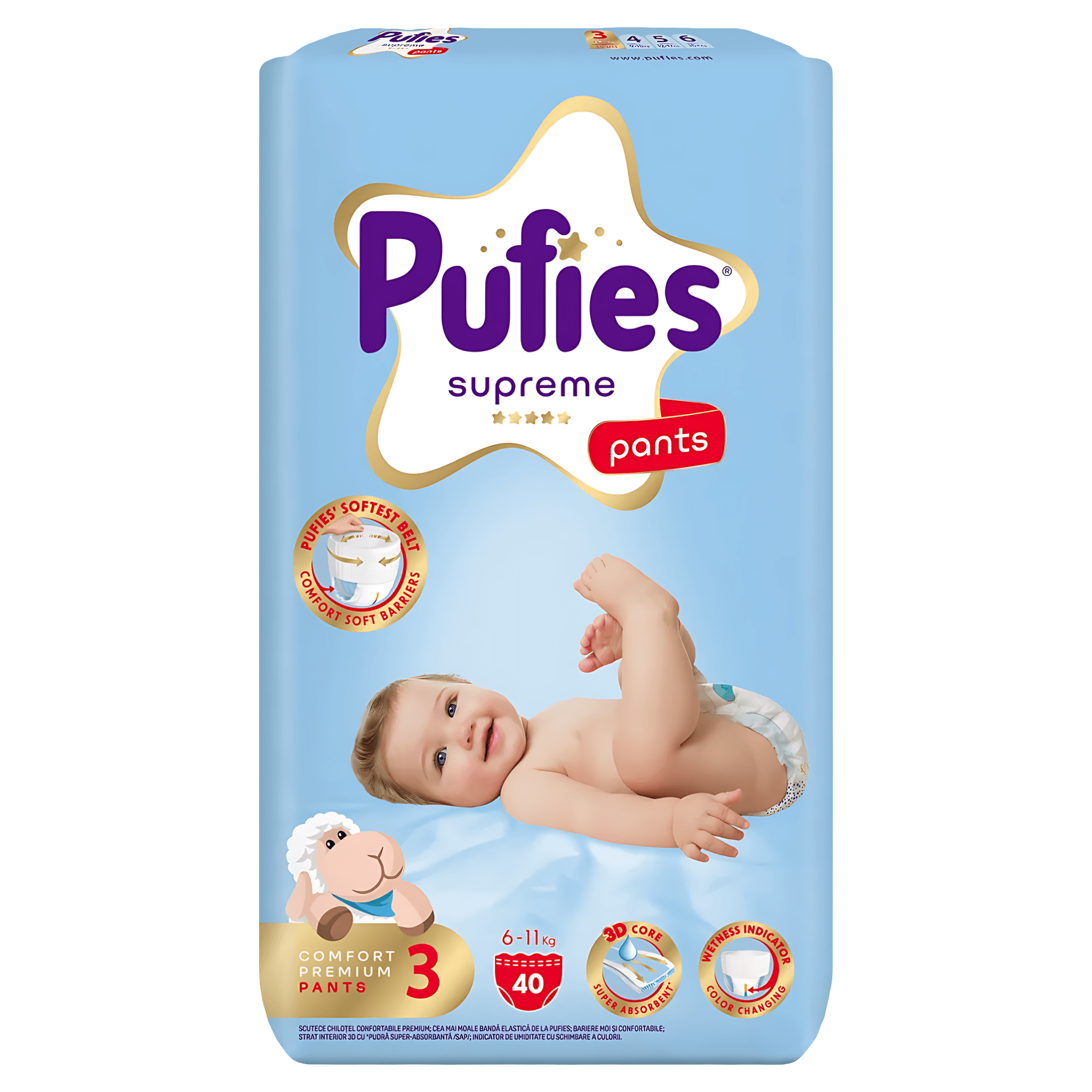 Scutece chilotel Pufies Supreme, marimea 3, 6-11 kg, 40 bucati