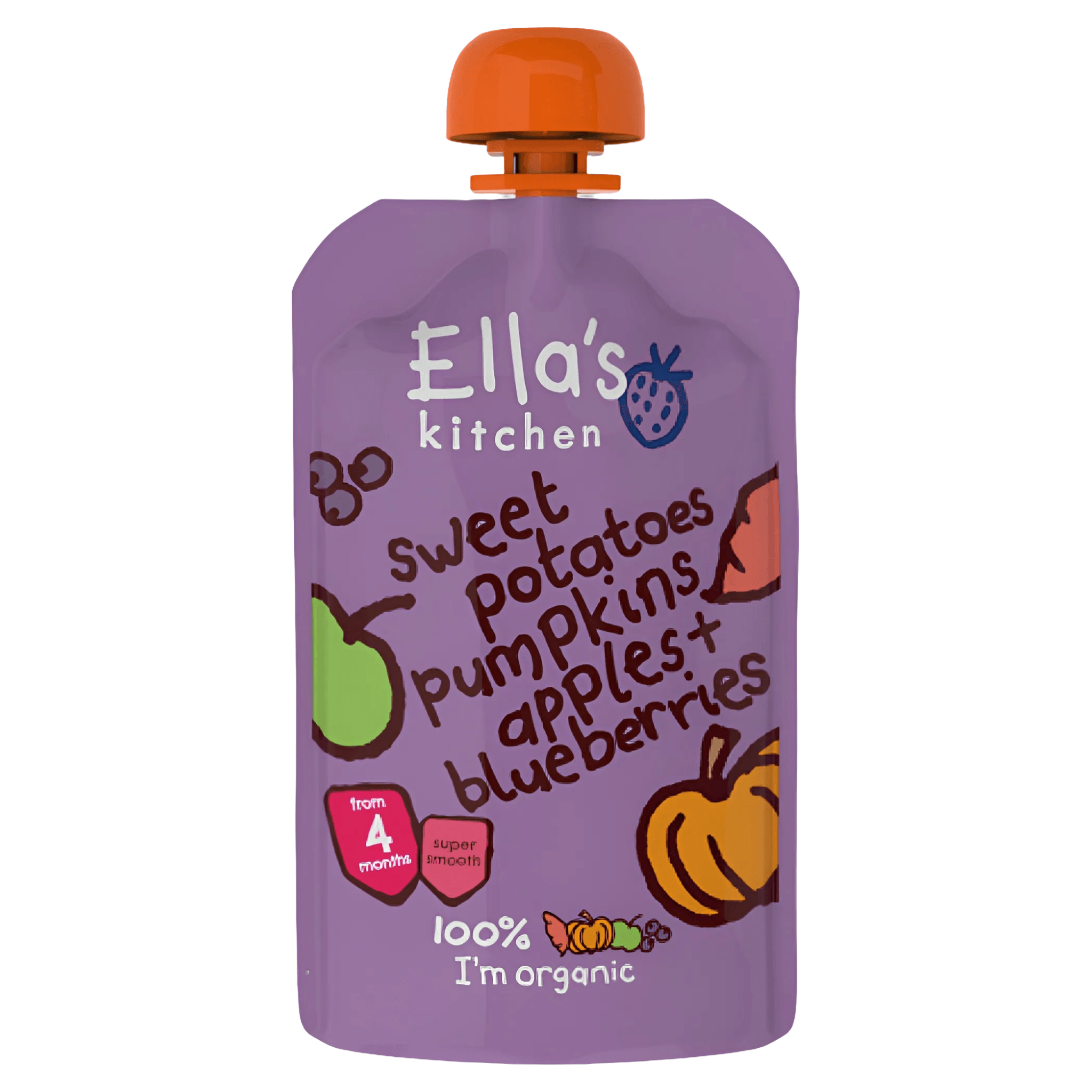 Piure cu cartofi dulci, dovleac, mere si afine Ella's Kitchen, de la 4 luni, 120 g