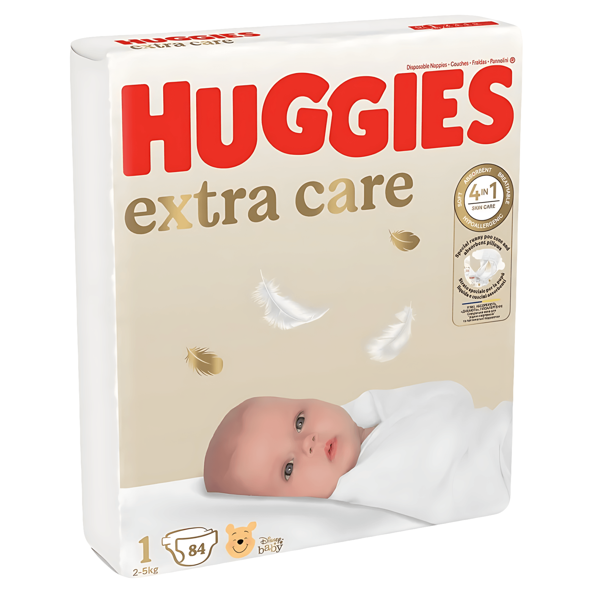 Scutece Huggies Extra Care Mega, marimea 1, 2 - 5 kg, 84 bucati