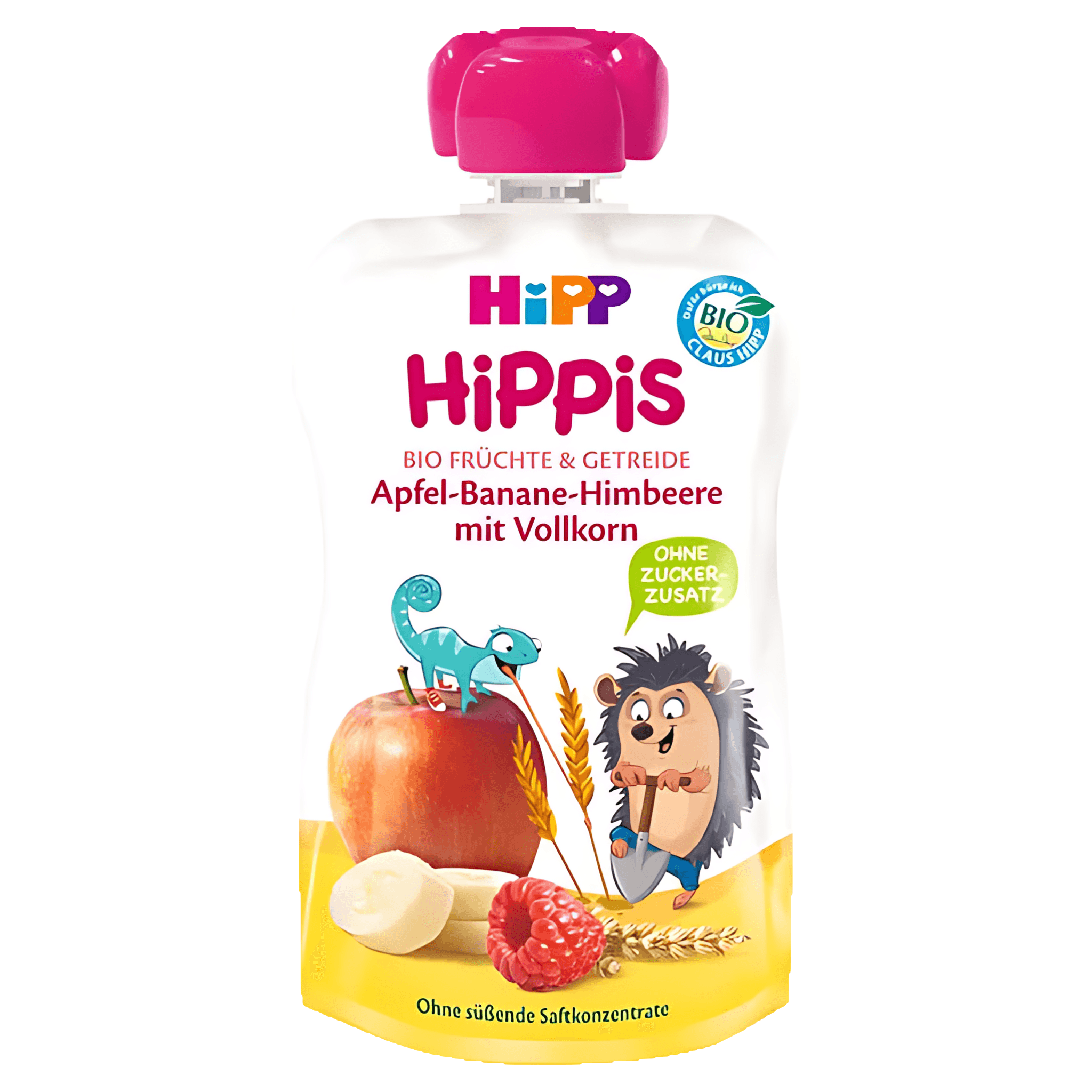 Piure de fructe si cereale Hip cu mar, banana, zmeura si cereale, de la 1 an, 100 g