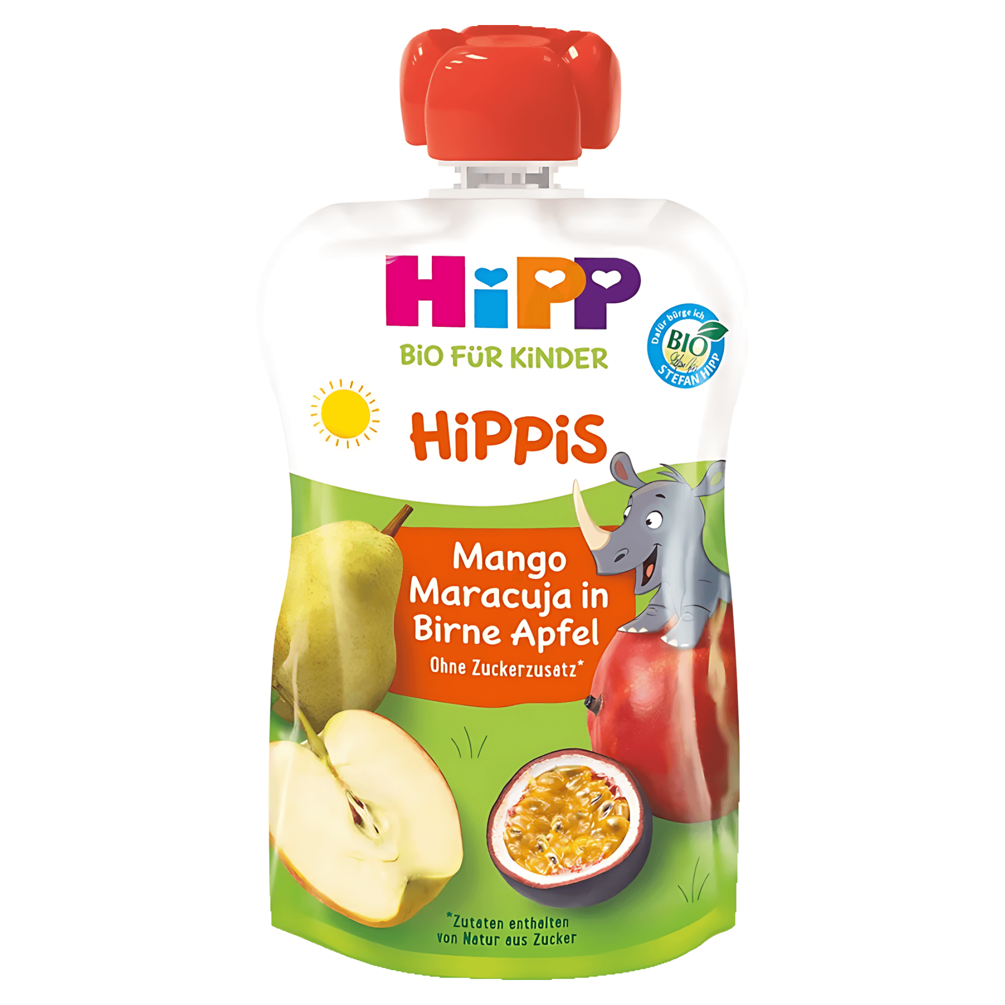 Piure de fructe Hipp cu mar, para, mango si fructul pasiunii, de la 1 an, 100 g