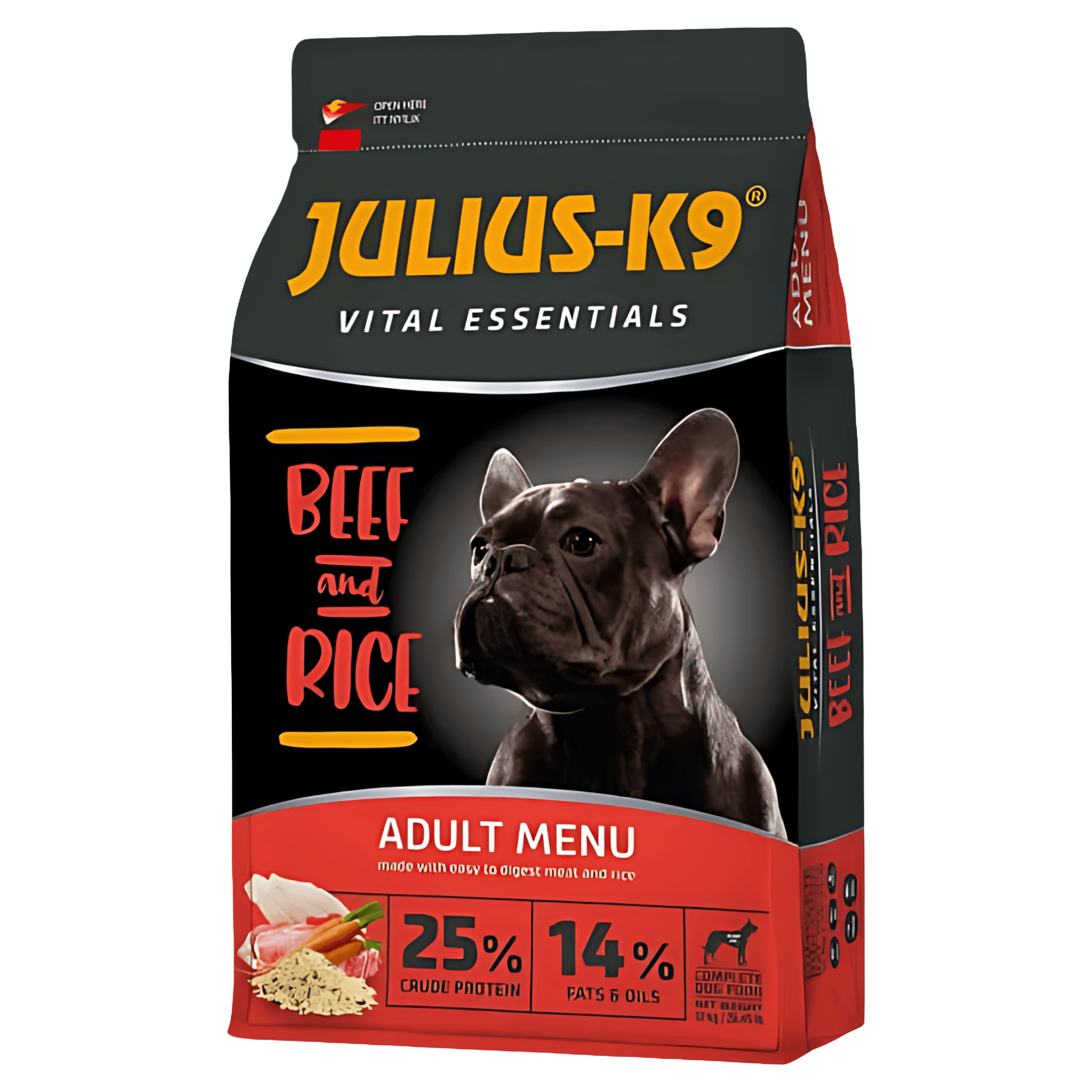 Hrana uscata pentru caini adulti Julius-K9 Vital Essentials, vita si orez, 12 kg