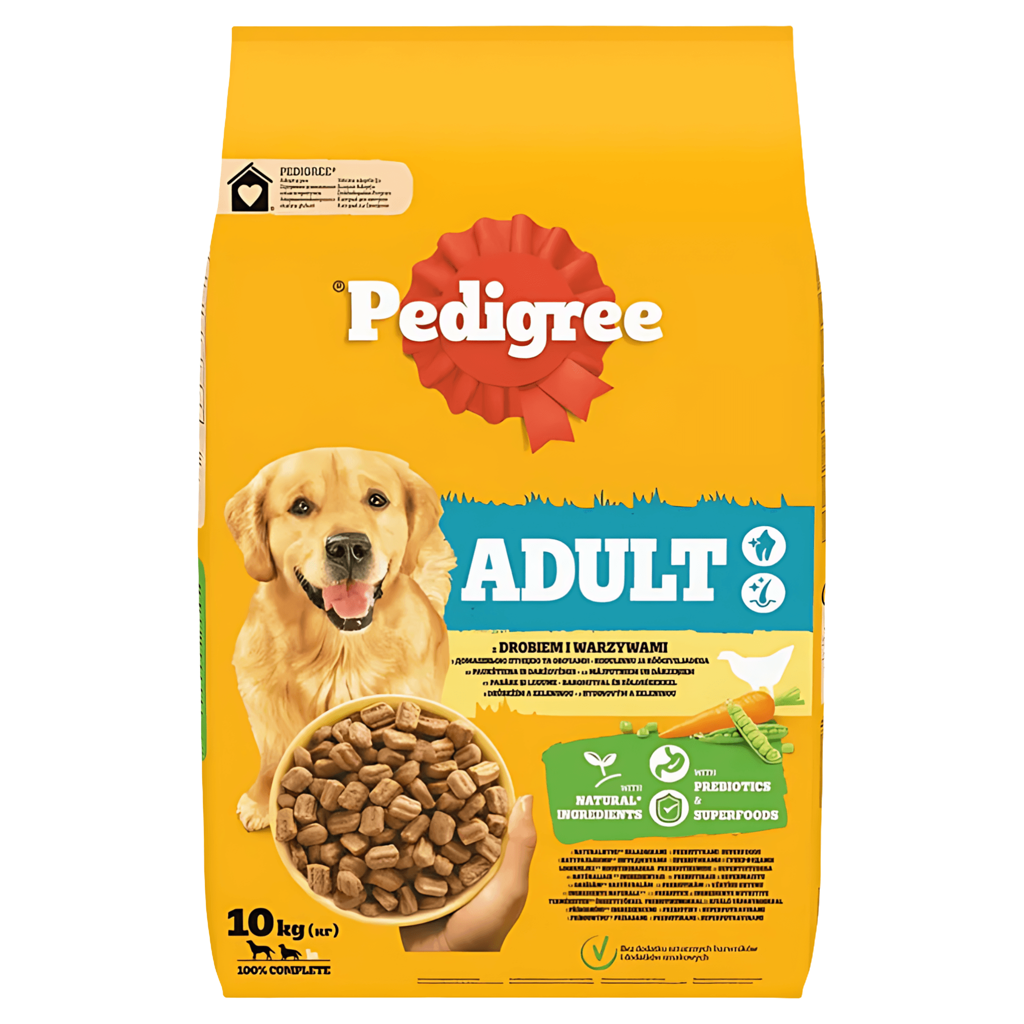 Hrana uscata pentru caini adulti Pedigree, pasare si legume, 10 kg