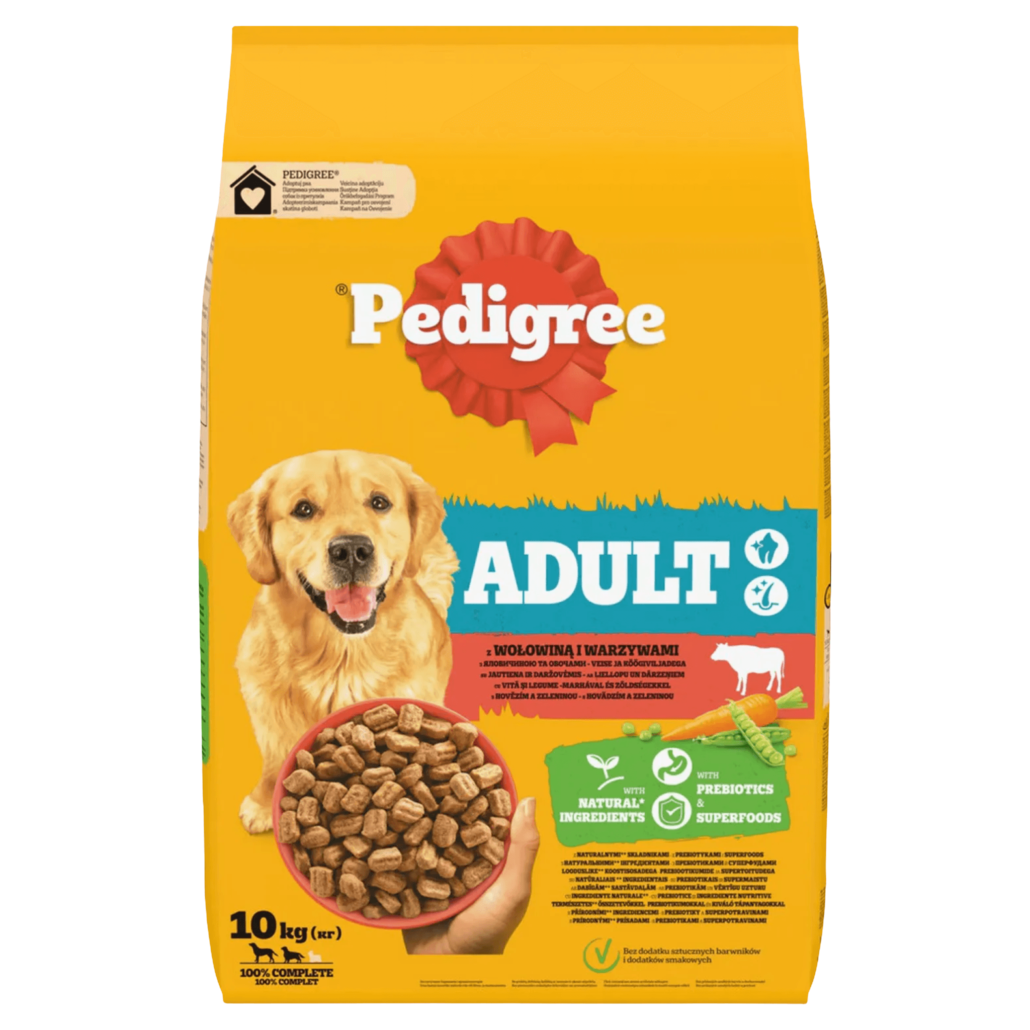 Hrana uscata pentru caini adulti Pedigree, vita si legume, 10 kg