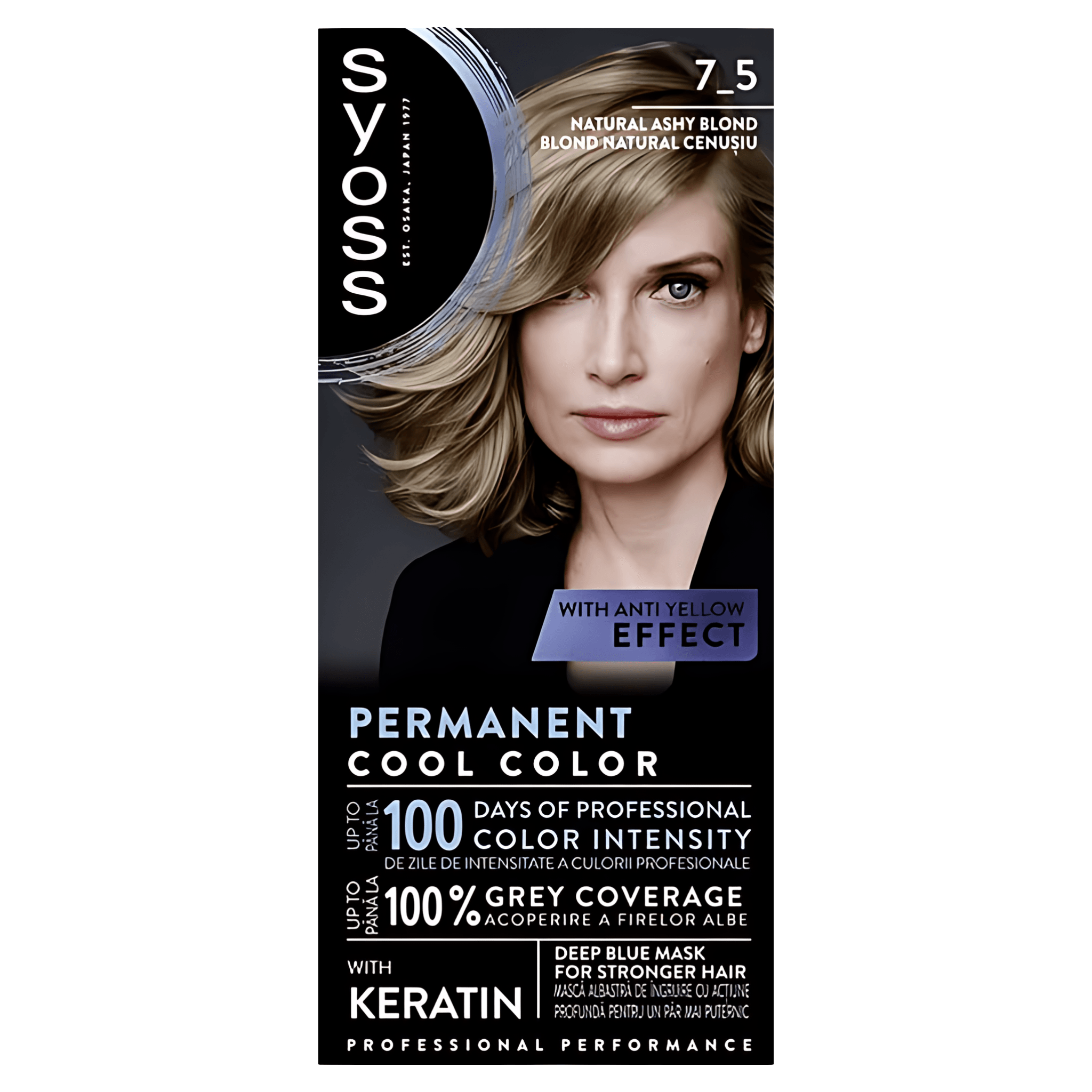 Vopsea de par permanenta Syoss Color, 115 ml, 7.5 Blond Cenusiu