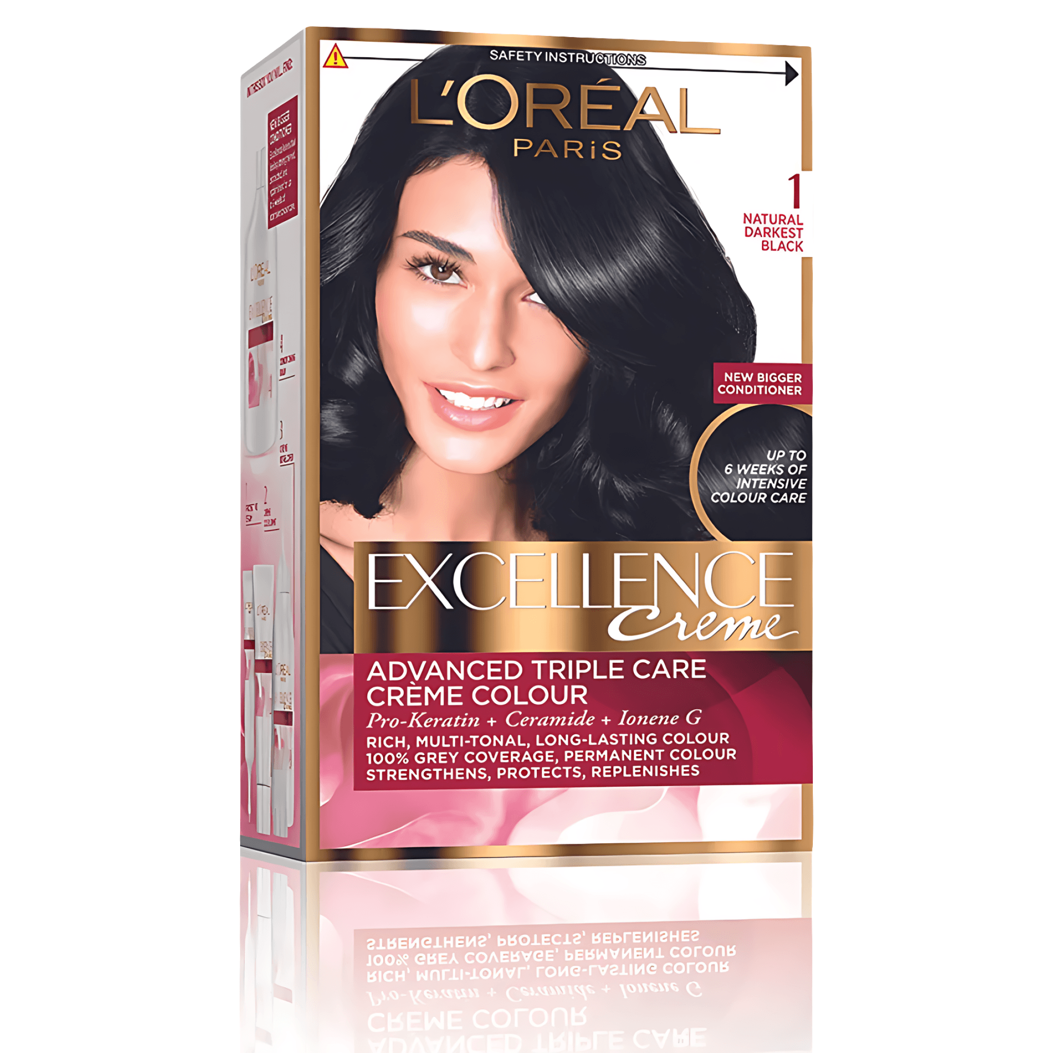 Vopsea de par permanenta L'Oreal Excellence Creme 1 Natural Darkest Black
