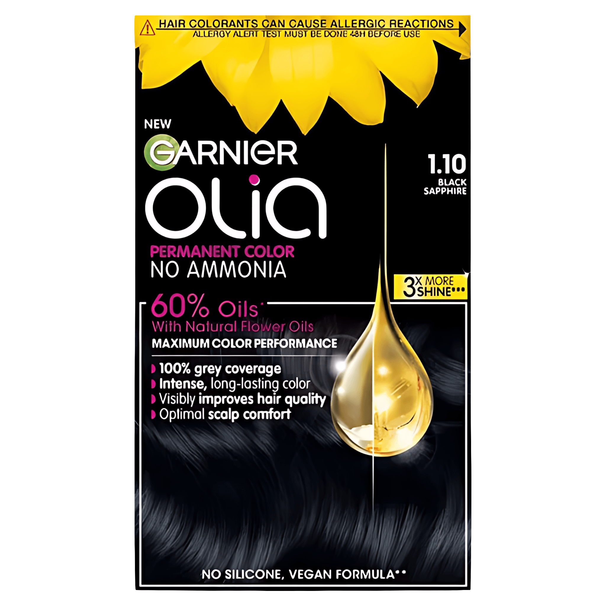 Vopsea permanenta pentru par Garnier Olia, 1.10 negru safir