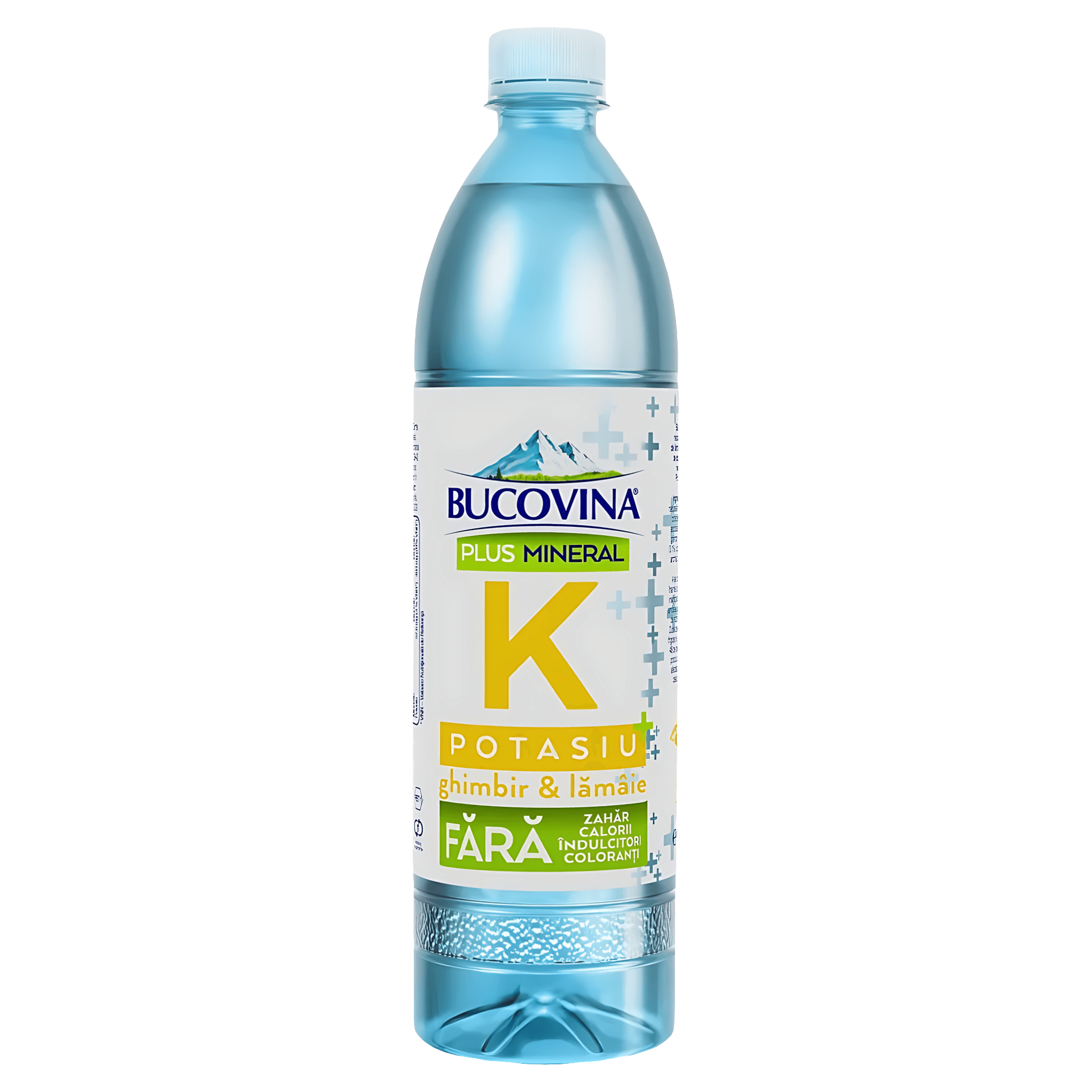 Apa aromatizata cu gust de ghimbir si lamaie Bucovina Plus Mineral Potasiu, 0.7 l