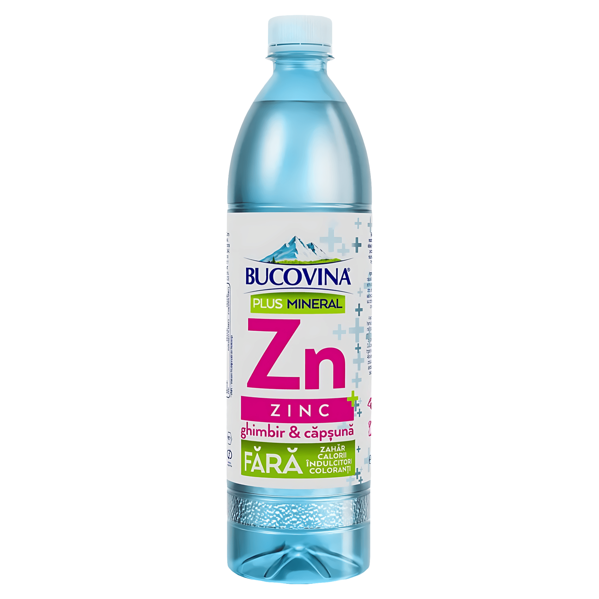 Apa aromatizata cu gust de ghimbir si capsuna Bucovina Plus Mineral Zinc, 0.7 l