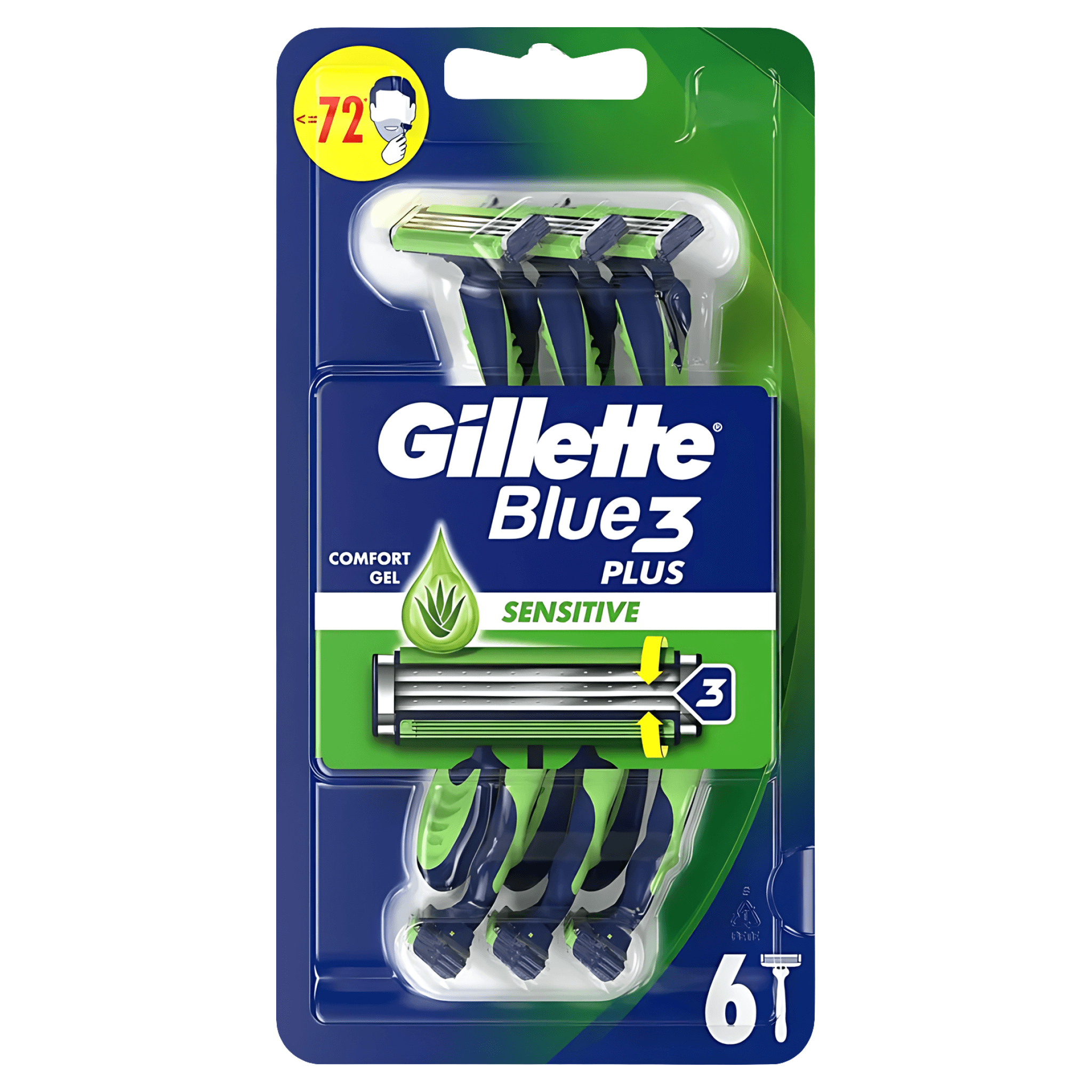 Set aparate de ras barbati, unica folosinta Gillette Blue3 Sensitive, 6 bucati