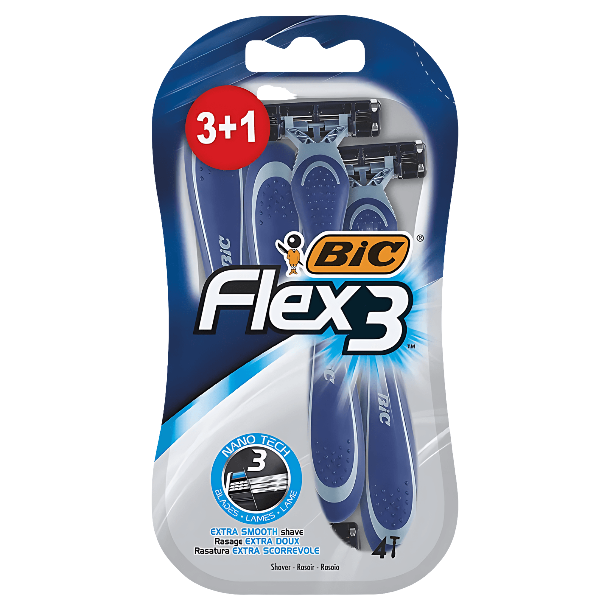 Aparat de ras dispozabil pentru barbati BIC Flex 3 cu 3 lame, pachet 4 bucati