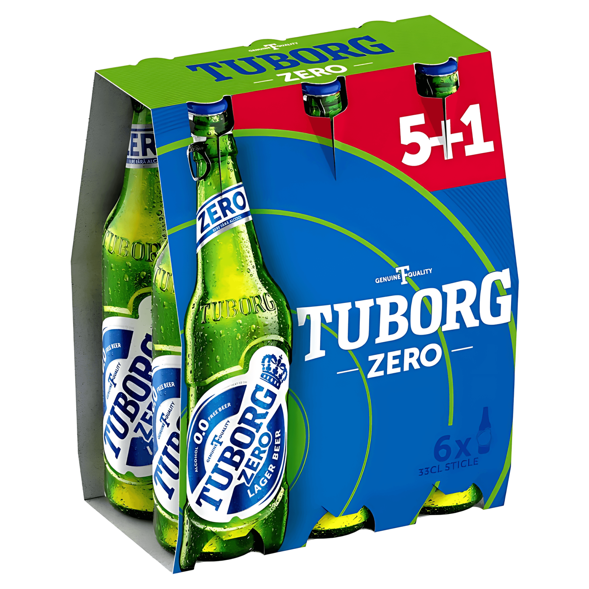 Bere blonda fara alcool Tuborg Zero, 5 + 1 x 0.33 l