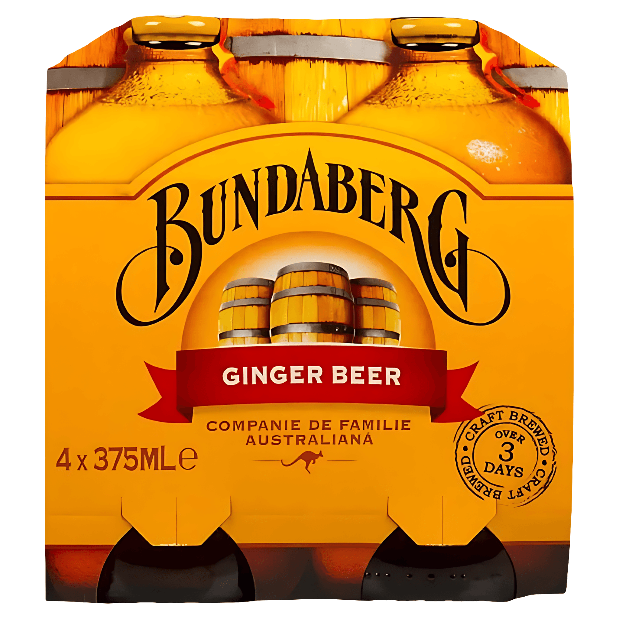 Bere blonda aromatizata fara alcool Bundaberg Ginger, 4 x 0.375 l