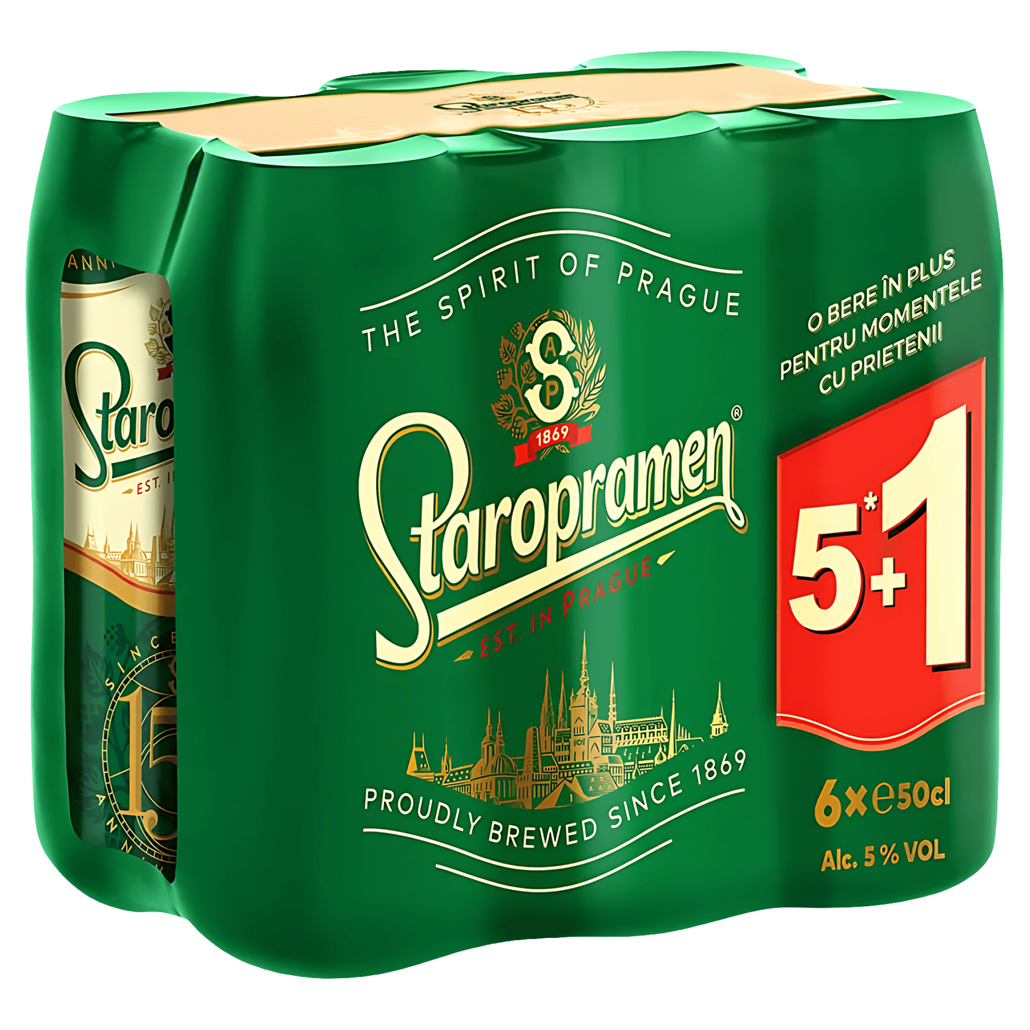 Bere blonda Staropramen, 5+1 x 0.5 l