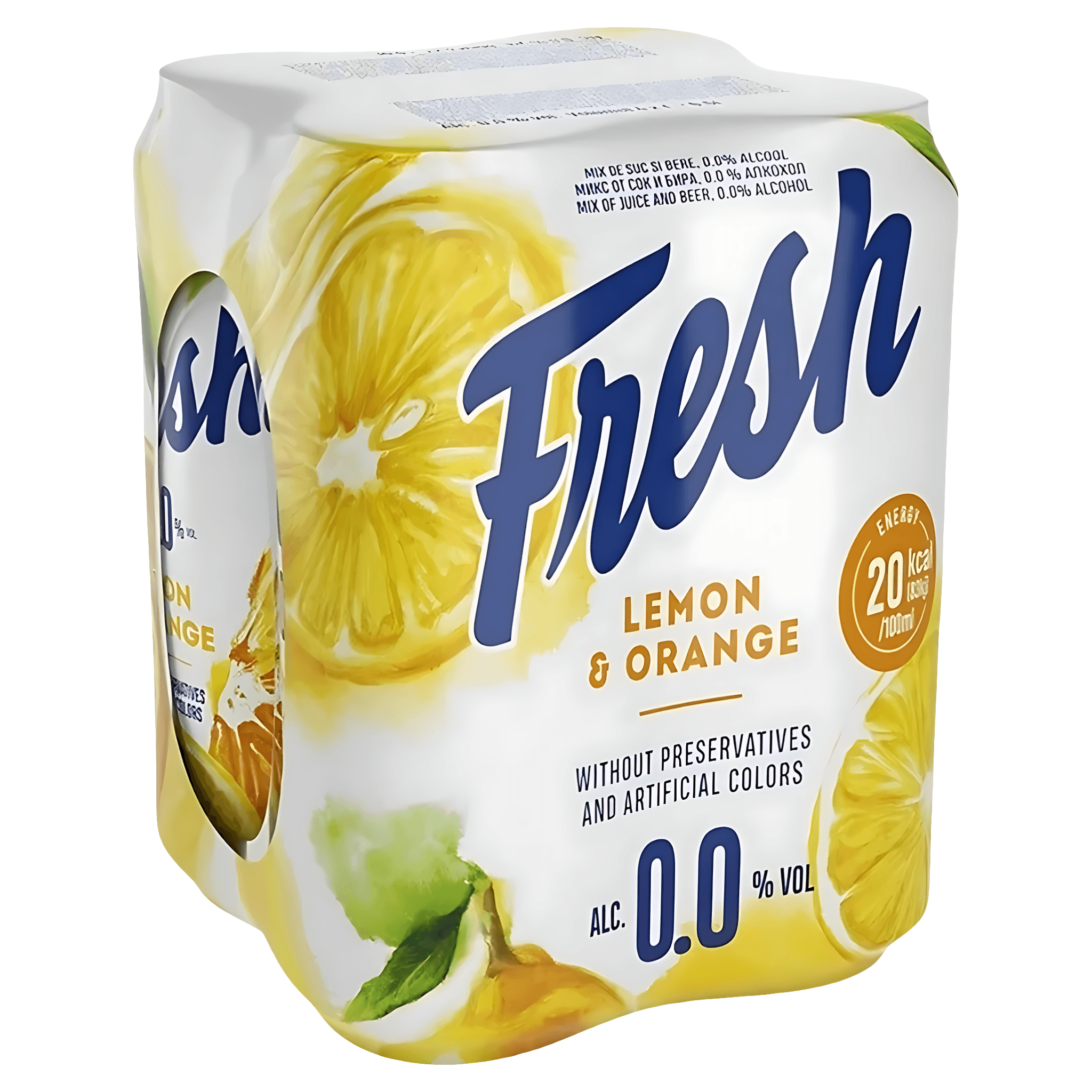 Bere blonda aromatizata fara alcool Fresh Lemon & Orange, 4 x 0.5 l