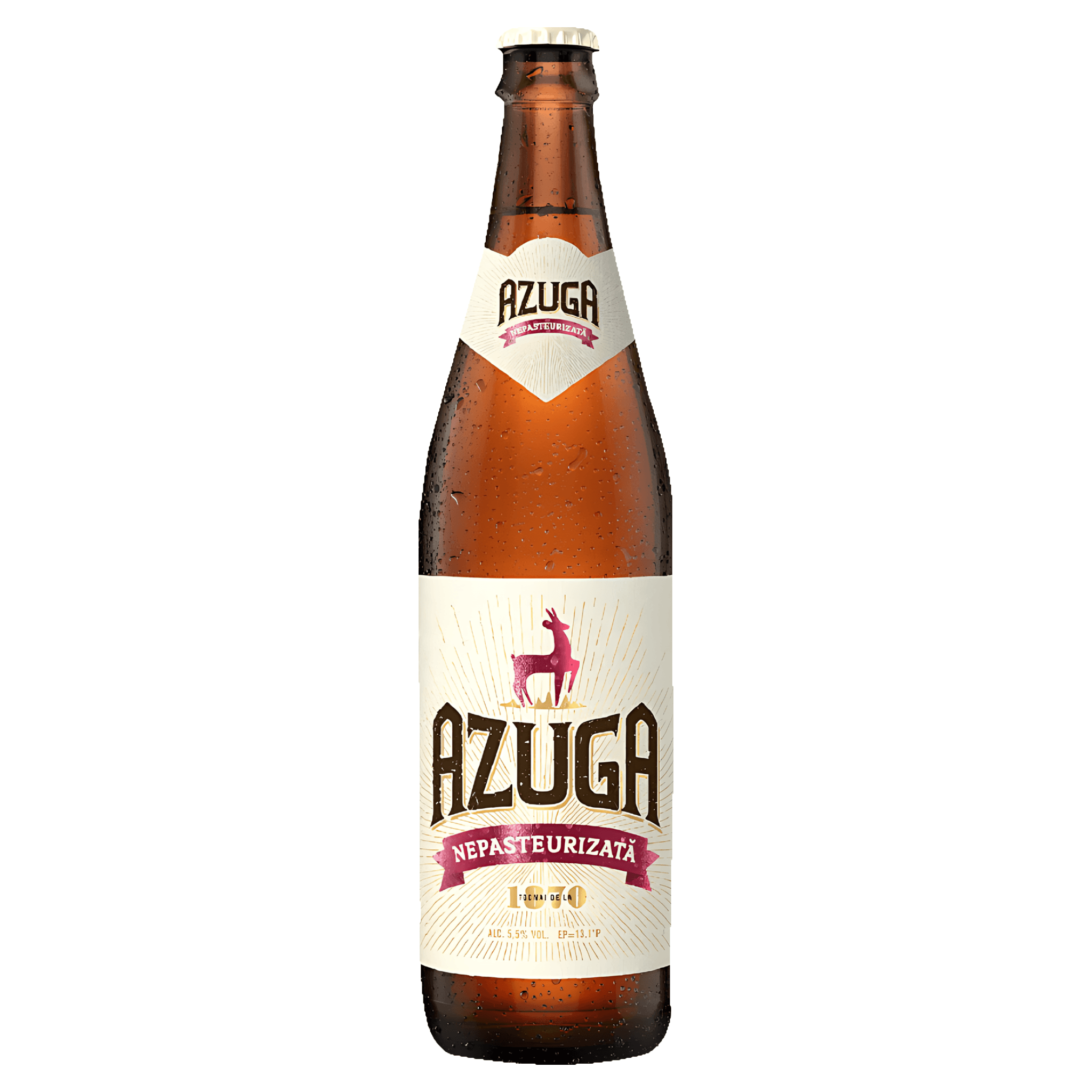 Bere blonda nepasteurizata Azuga, 0.5 l