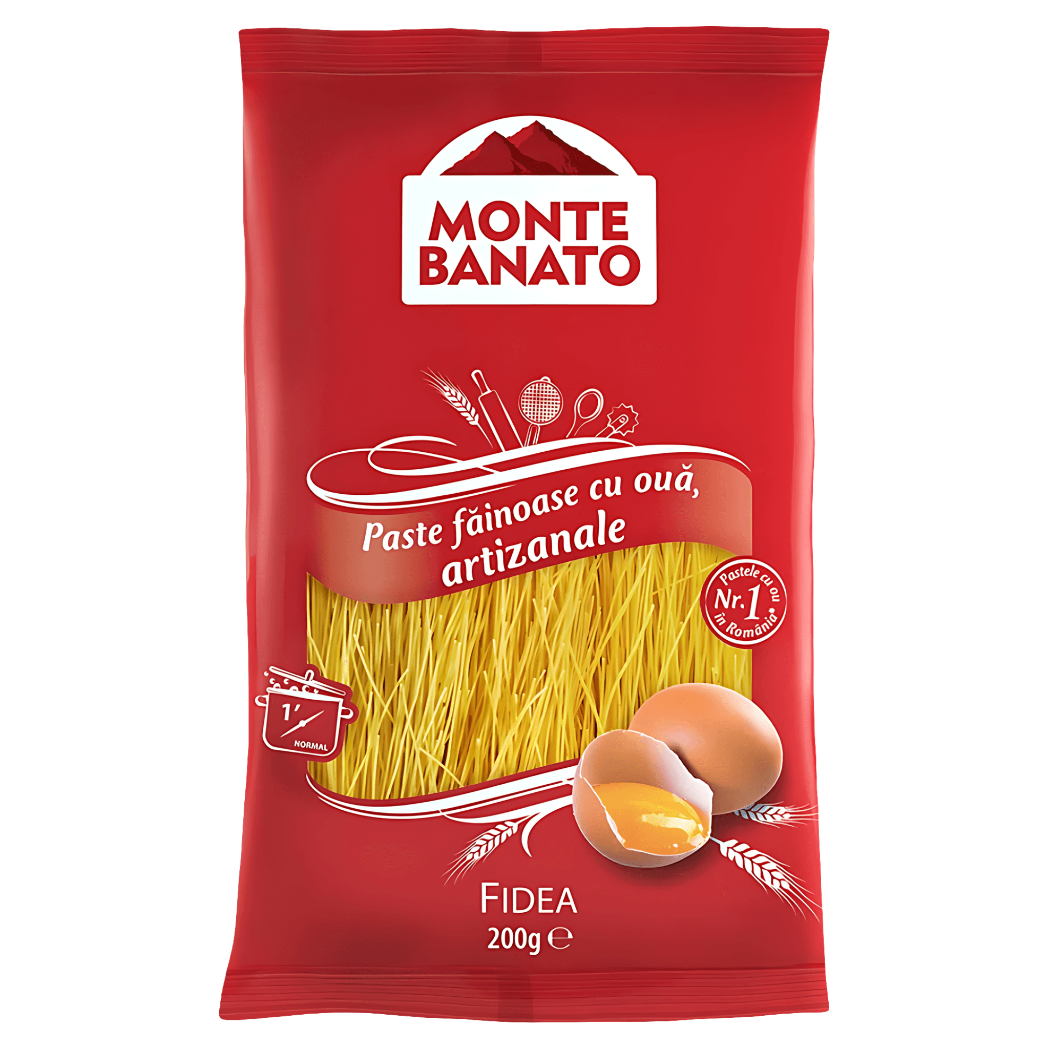 Paste fainoase cu ou Fidea Monte Banato, artizanale, 200 g