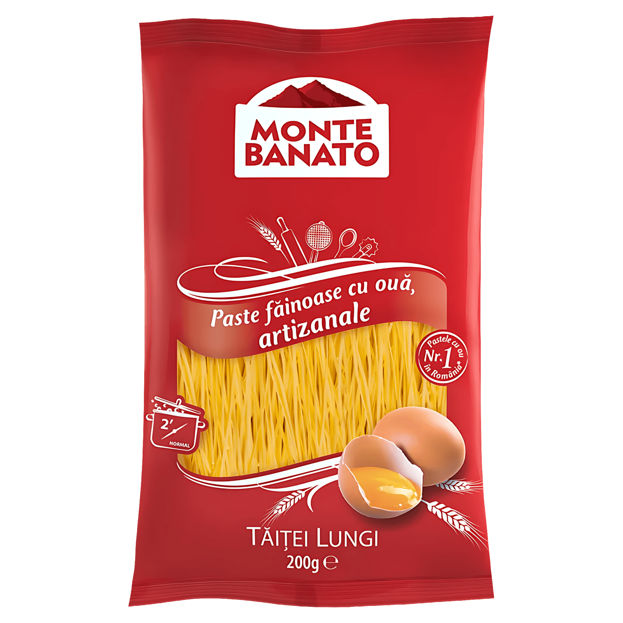 Paste fainoase cu ou Taitei lungi Monte Banato, 200 g