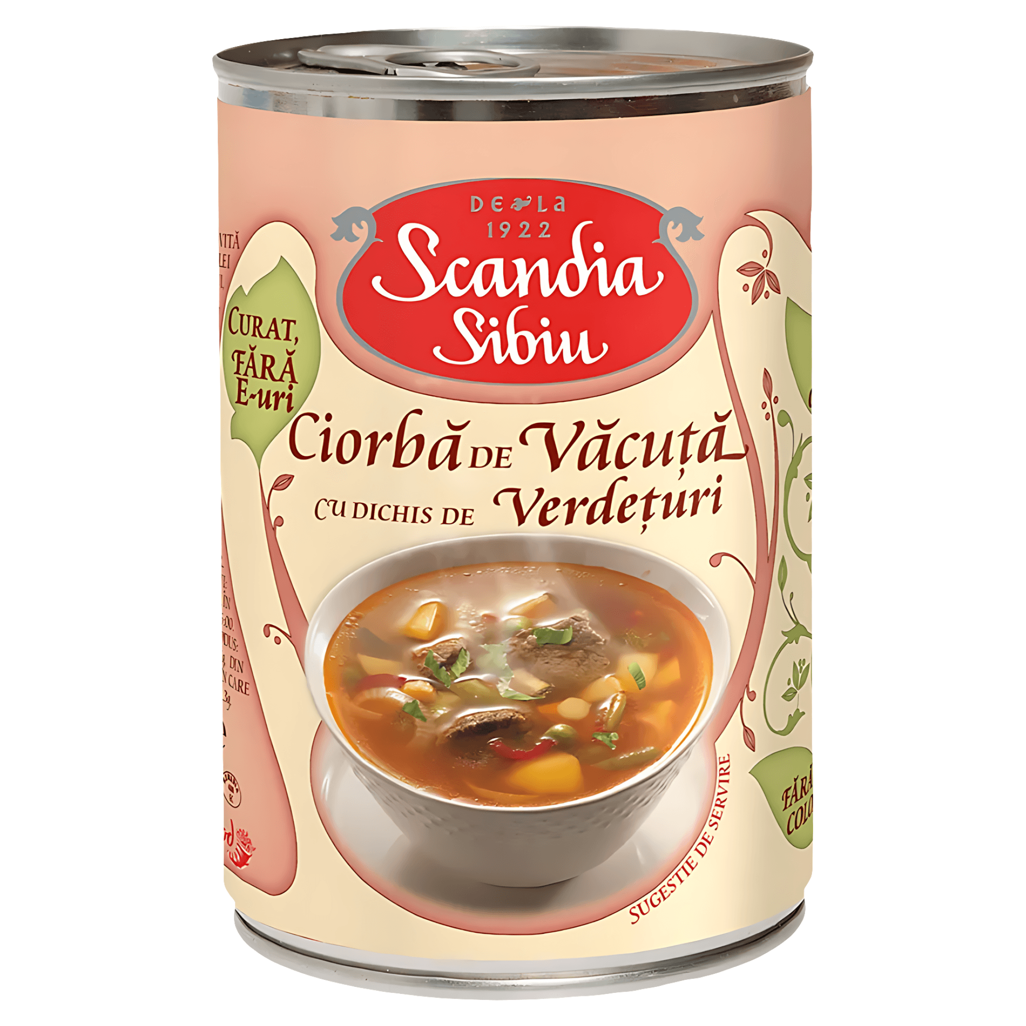 Conserva ciorba de vacuta cu dichis de verdeturi Scandia Sibiu, 400 g