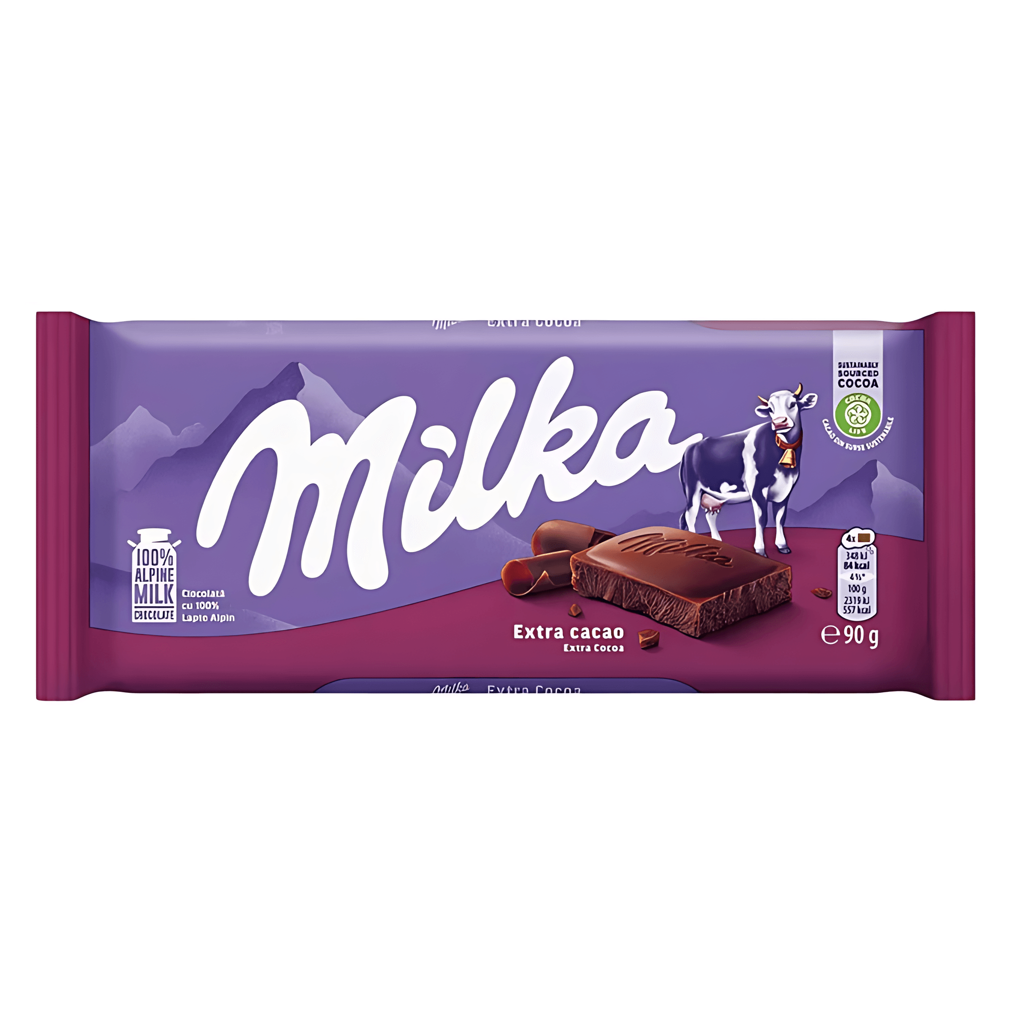 Ciocolata cu lapte si extra cacao Milka, 90 g
