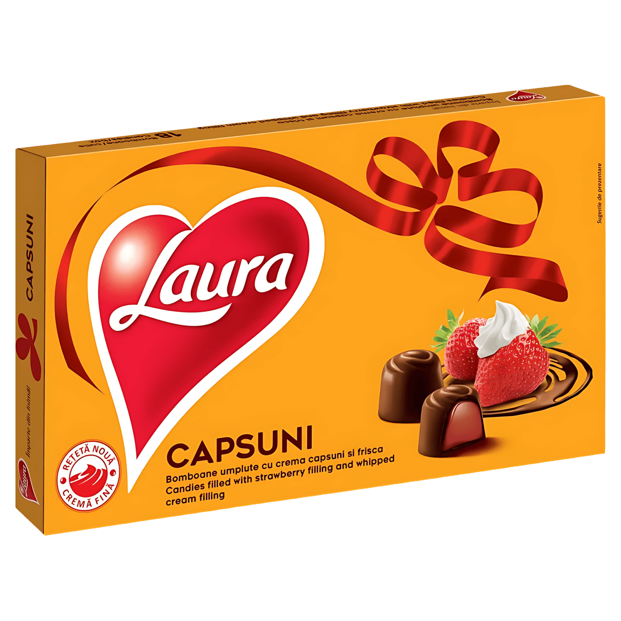 Bomboane umplute cu crema de capsuni si frisca Laura, 138 g