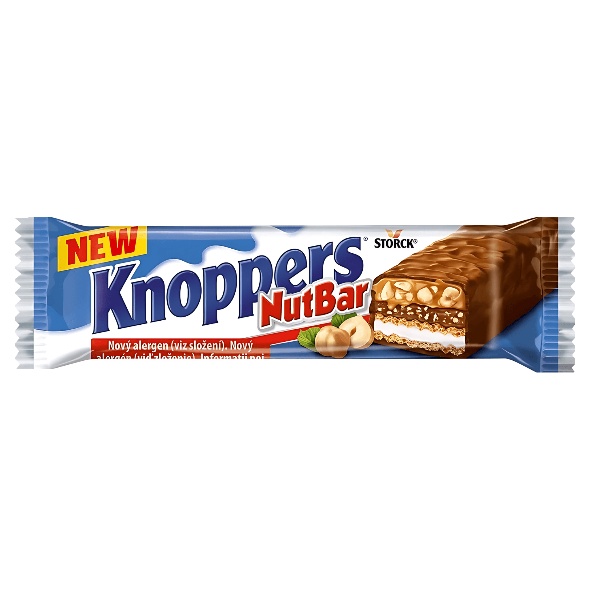 Baton de ciocolata cu lapte si crema cu ciocolata, caramel si alune Knoppers, 40 g