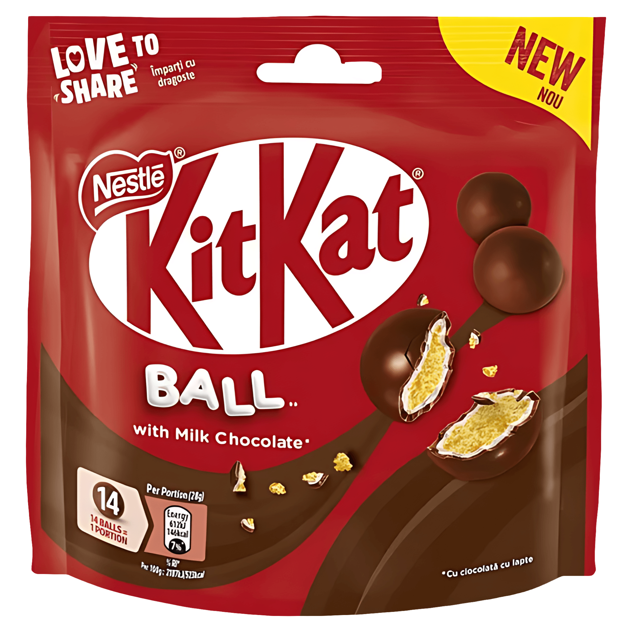 Bile cu ciocolata cu lapte KitKat Ball, 140 g