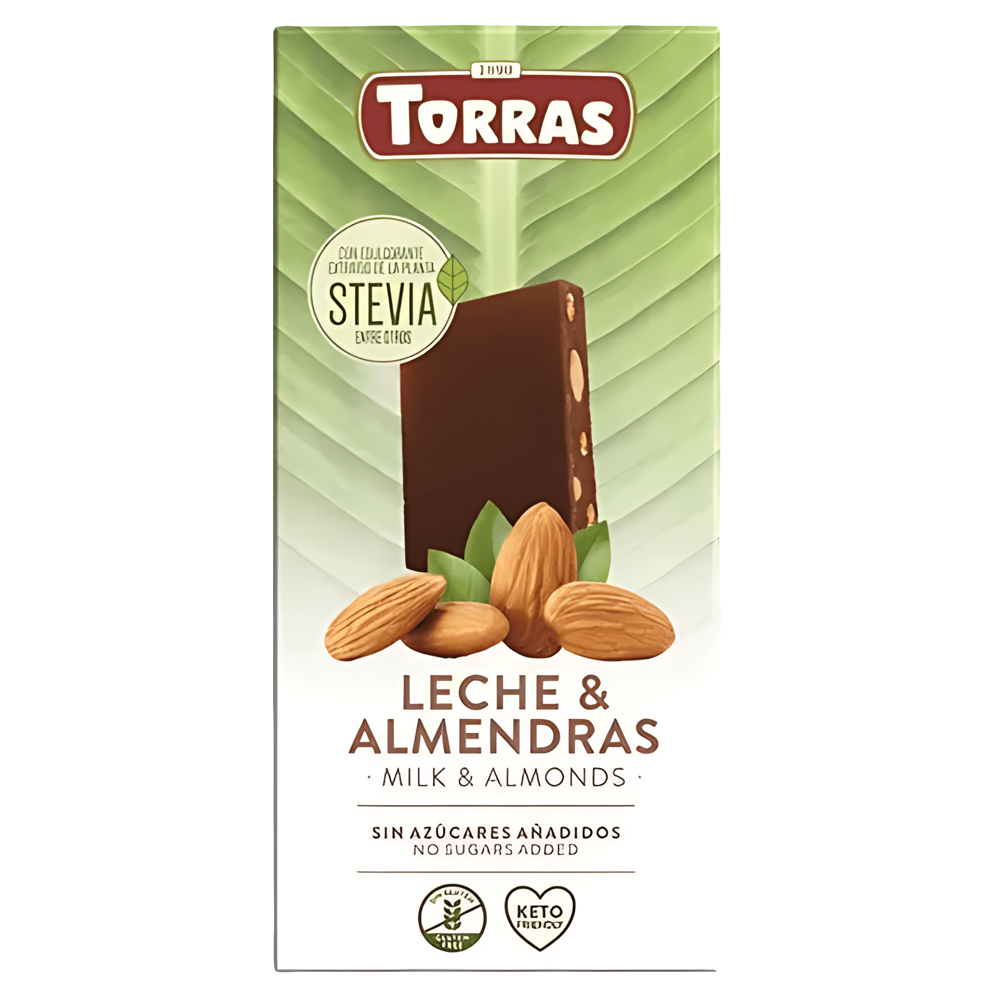 Ciocolata cu lapte si migdale Torras, fara zahar si fara gluten, 125 g