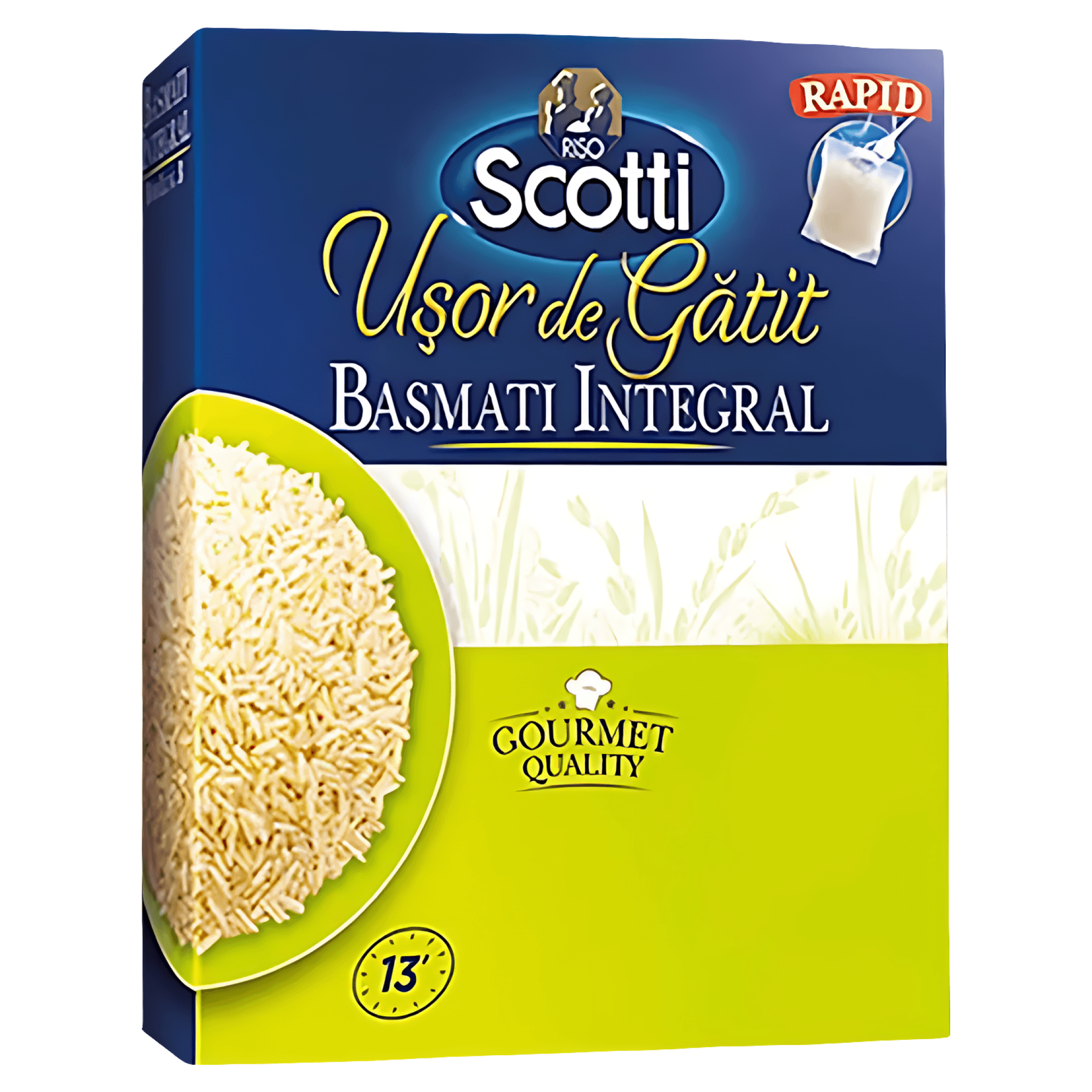 Orez usor de gatit Riso Scotti Basmati Integral, 2 x 125 g