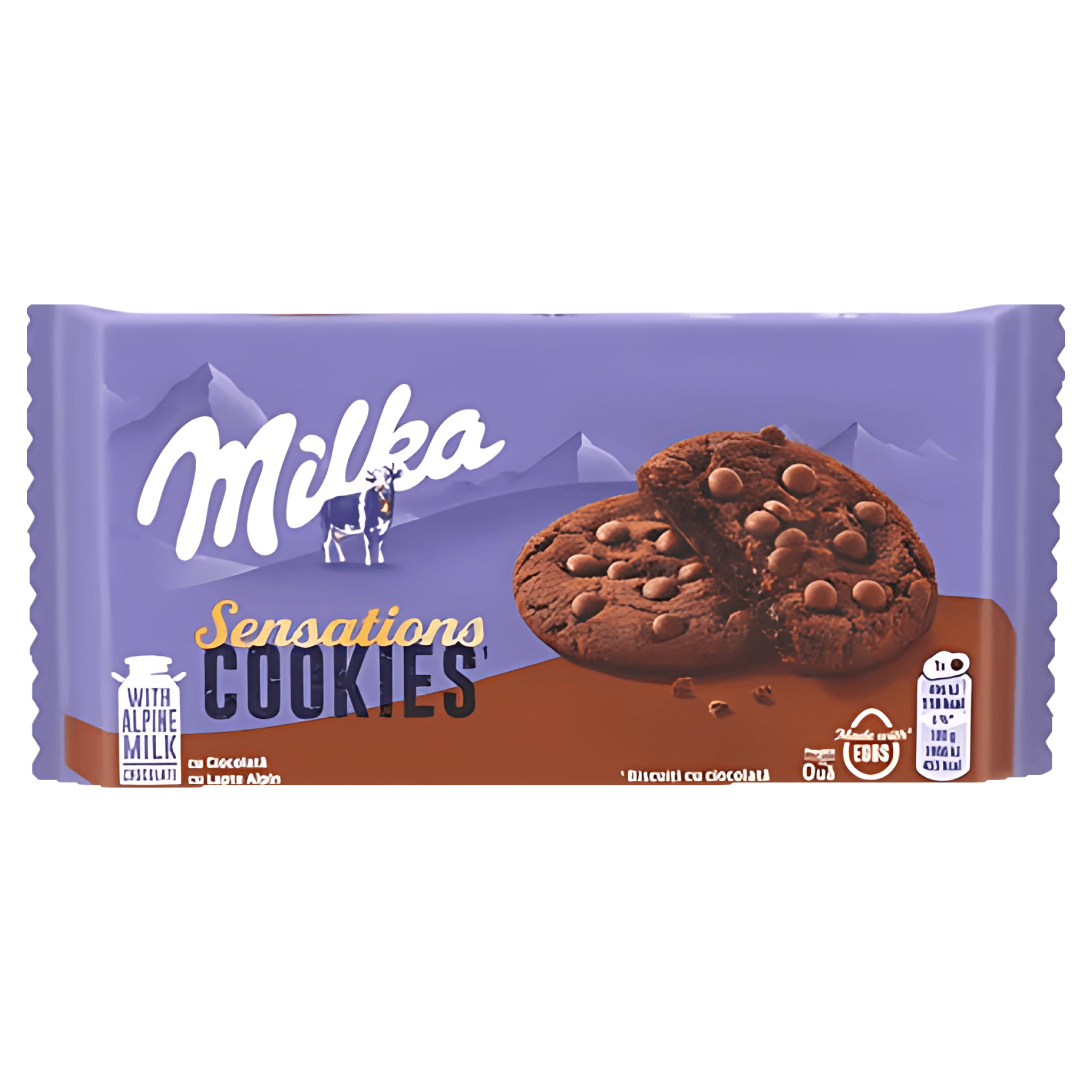 Biscuiti cu cacao si bucati de ciocolata cu lapte Sensations Cookies, 156 g