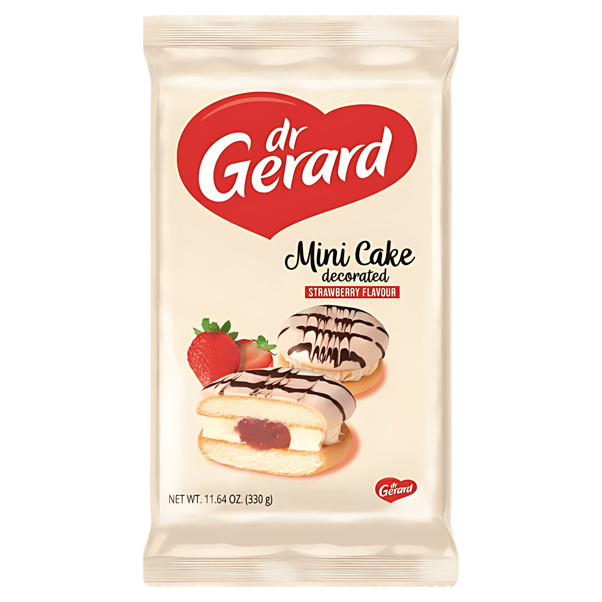 Mini prajituri glazurate cu umplutura cu aroma de capsuni Dr Gerard, 330 g