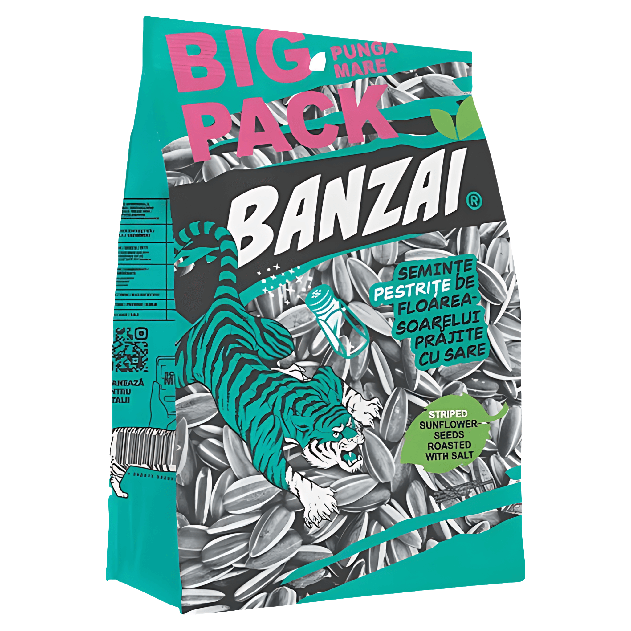 Seminte pestrite de floarea-soarelui prajite cu sare Banzai, 165 g