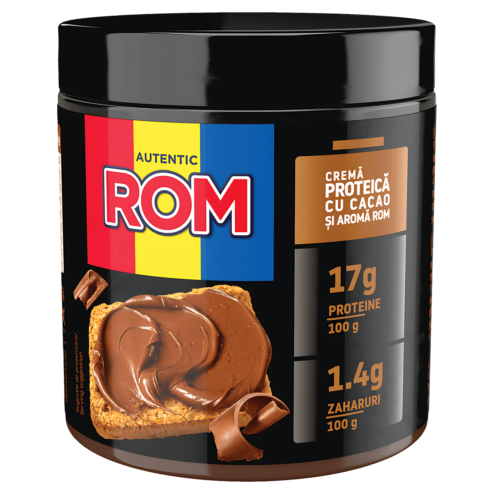 Crema de cacao tartinabila cu aroma de rom, cu proteine si indulcitori Rom, 230 g