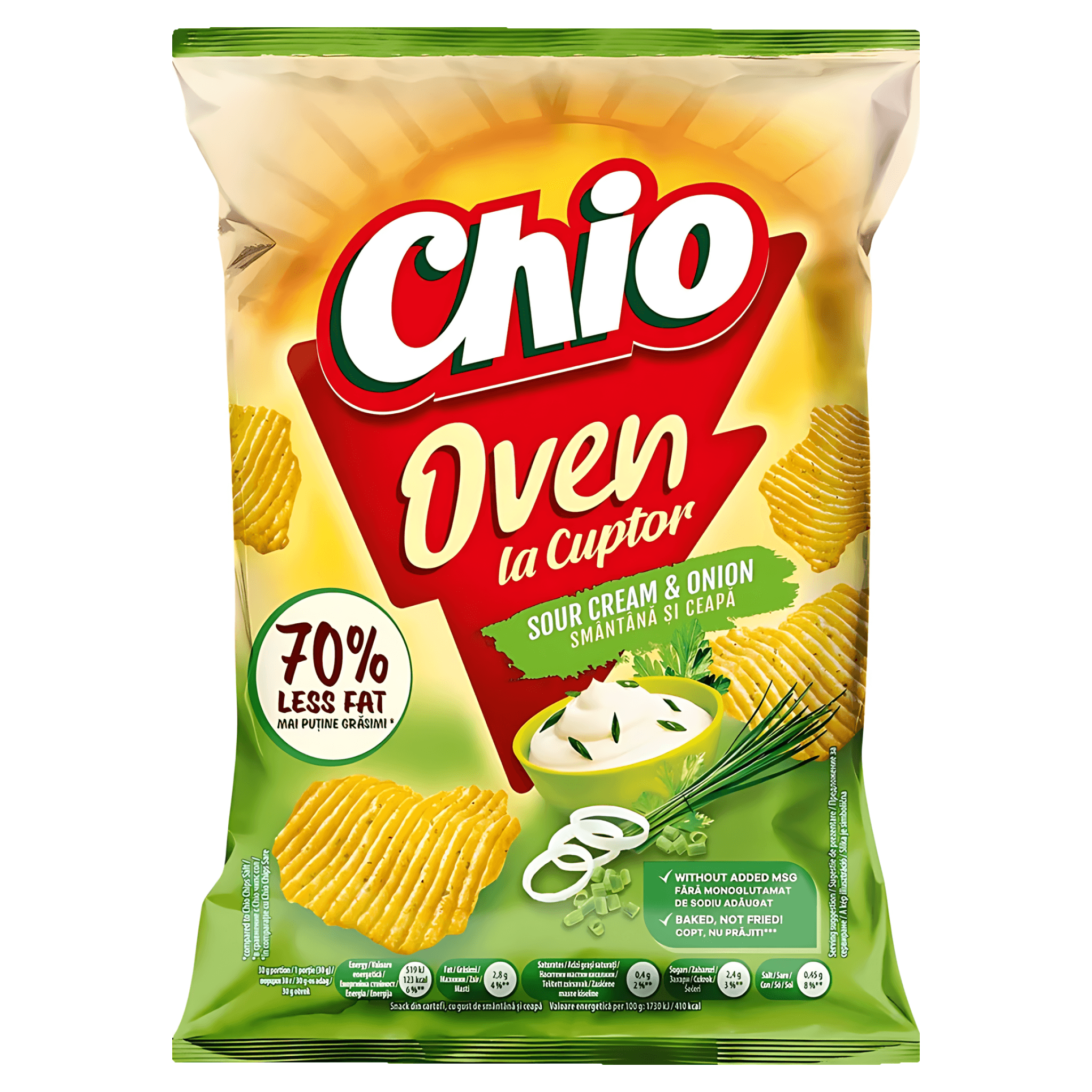 Chipsuri rumenite la cuptor cu gust de smantana si ceapa Chio Oven, 100 g