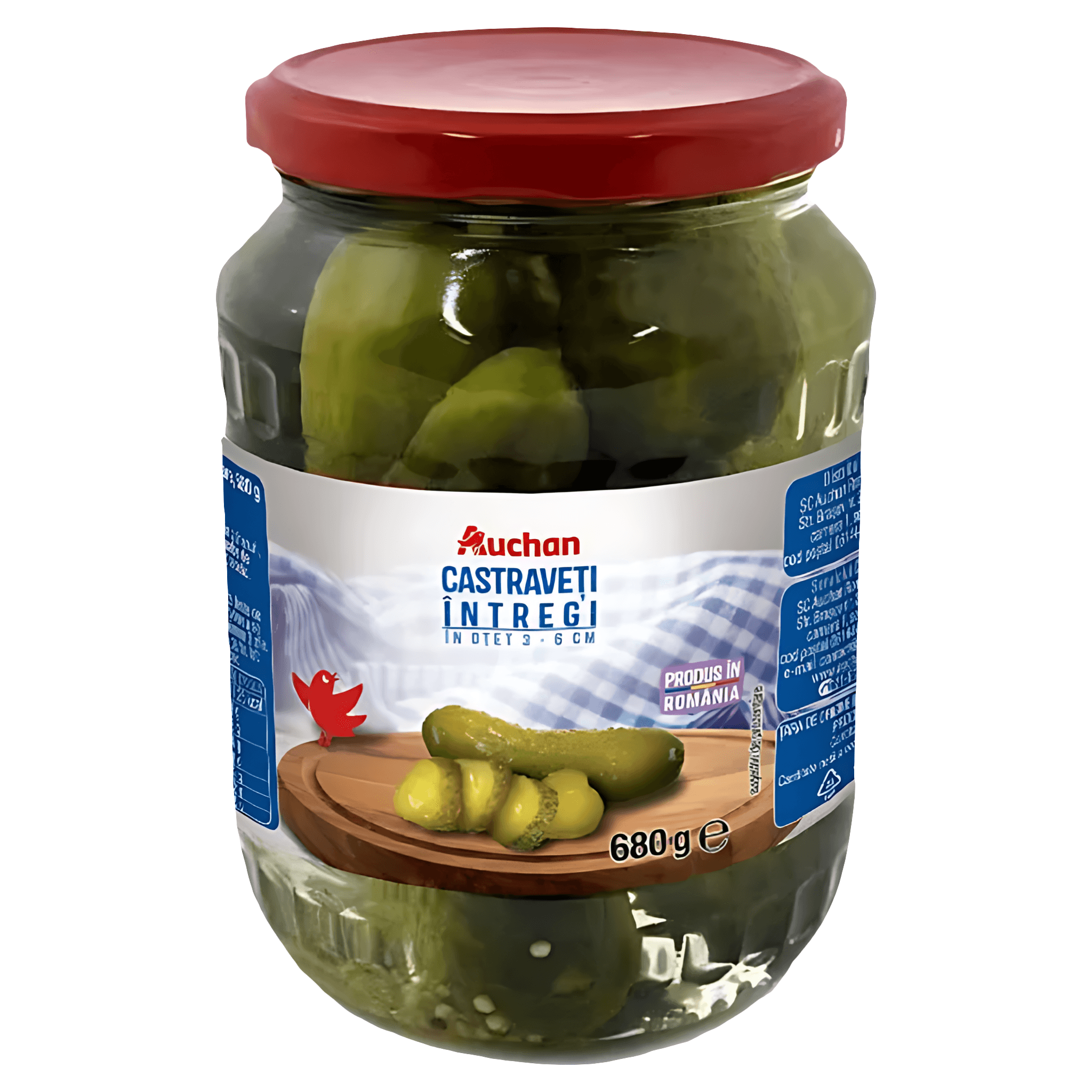 Castraveti intregi in otet Auchan, 680 g
