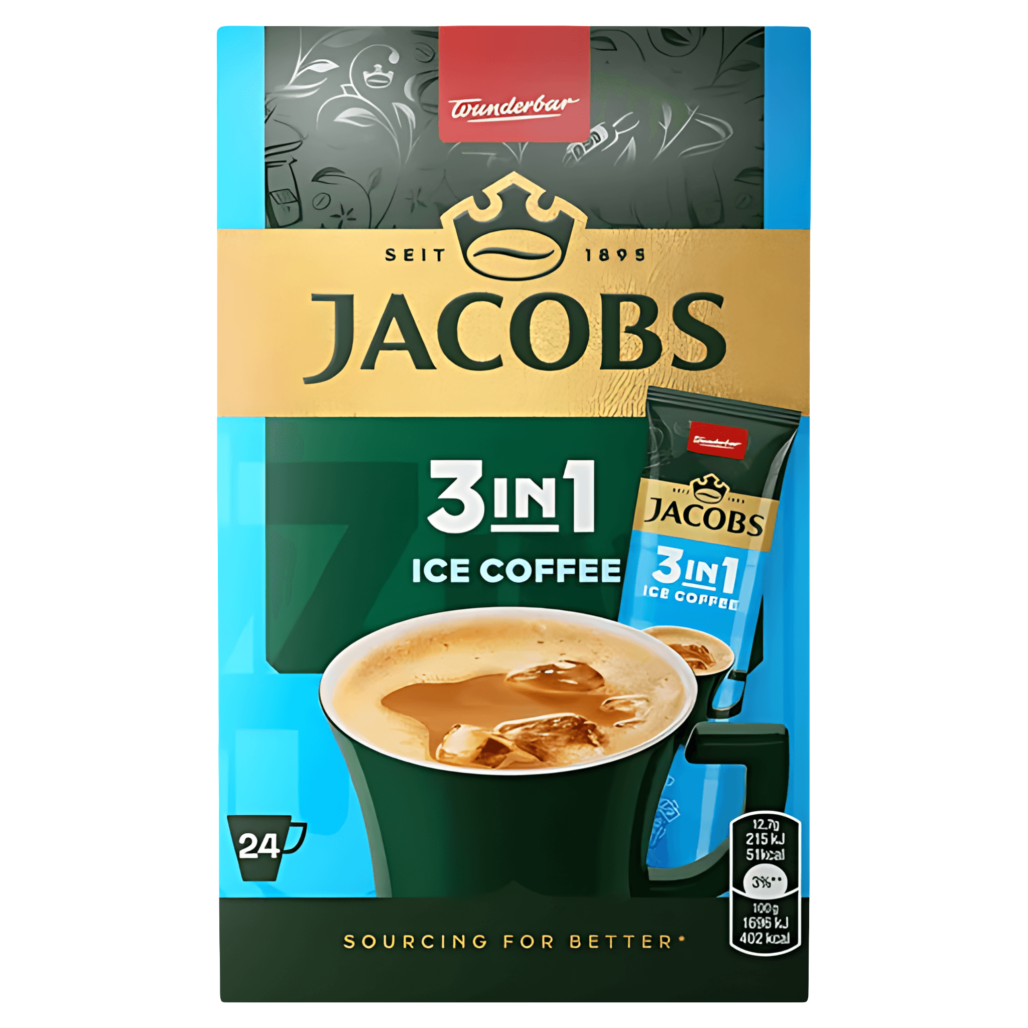 Cafea instant Jacobs 3 in 1 Ice Coffee, 24 x 12.7 g
